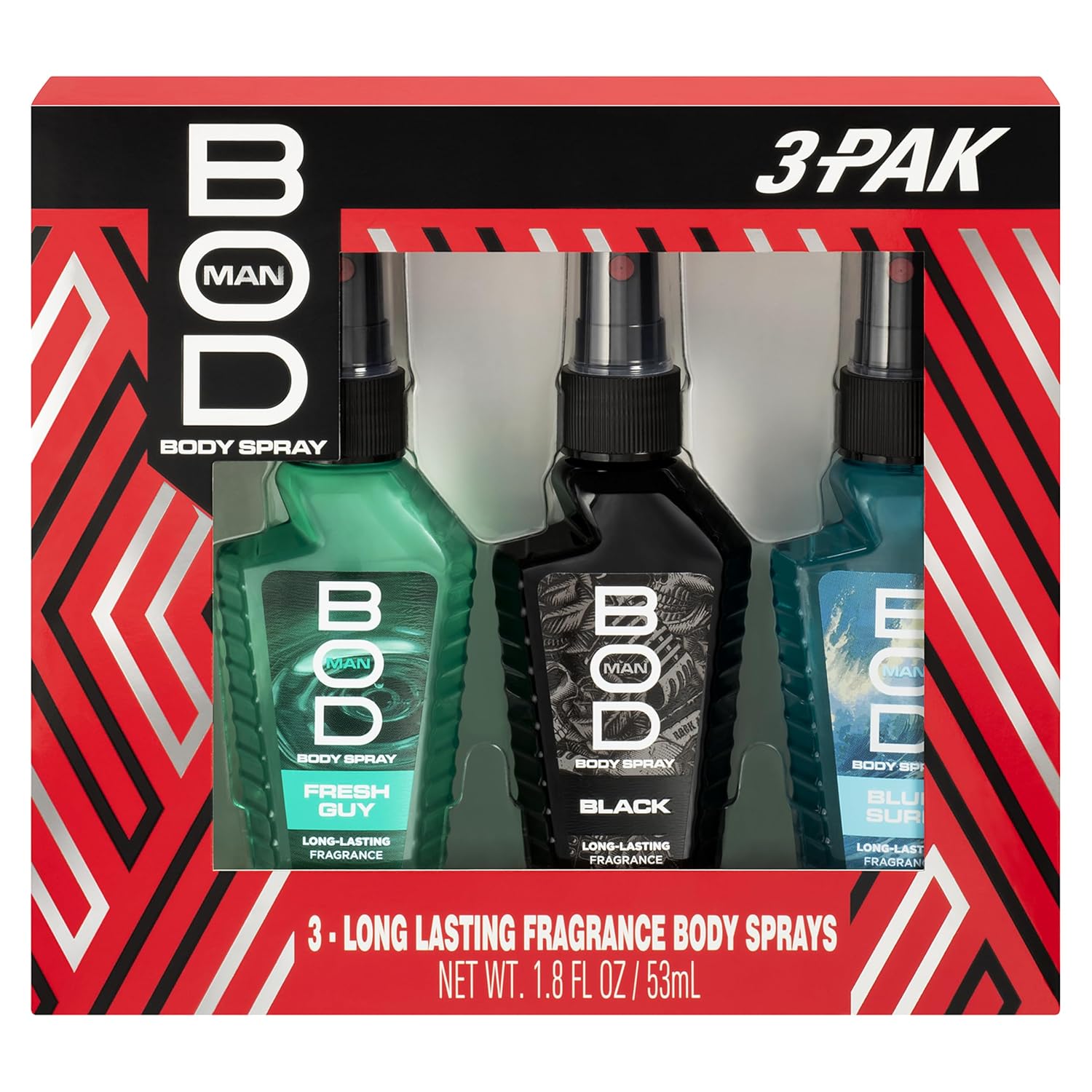 SET DE BODY SPRAY BOD MAN BLACK FRESH GUY BLUE SURF 3 PIEZAS - 1