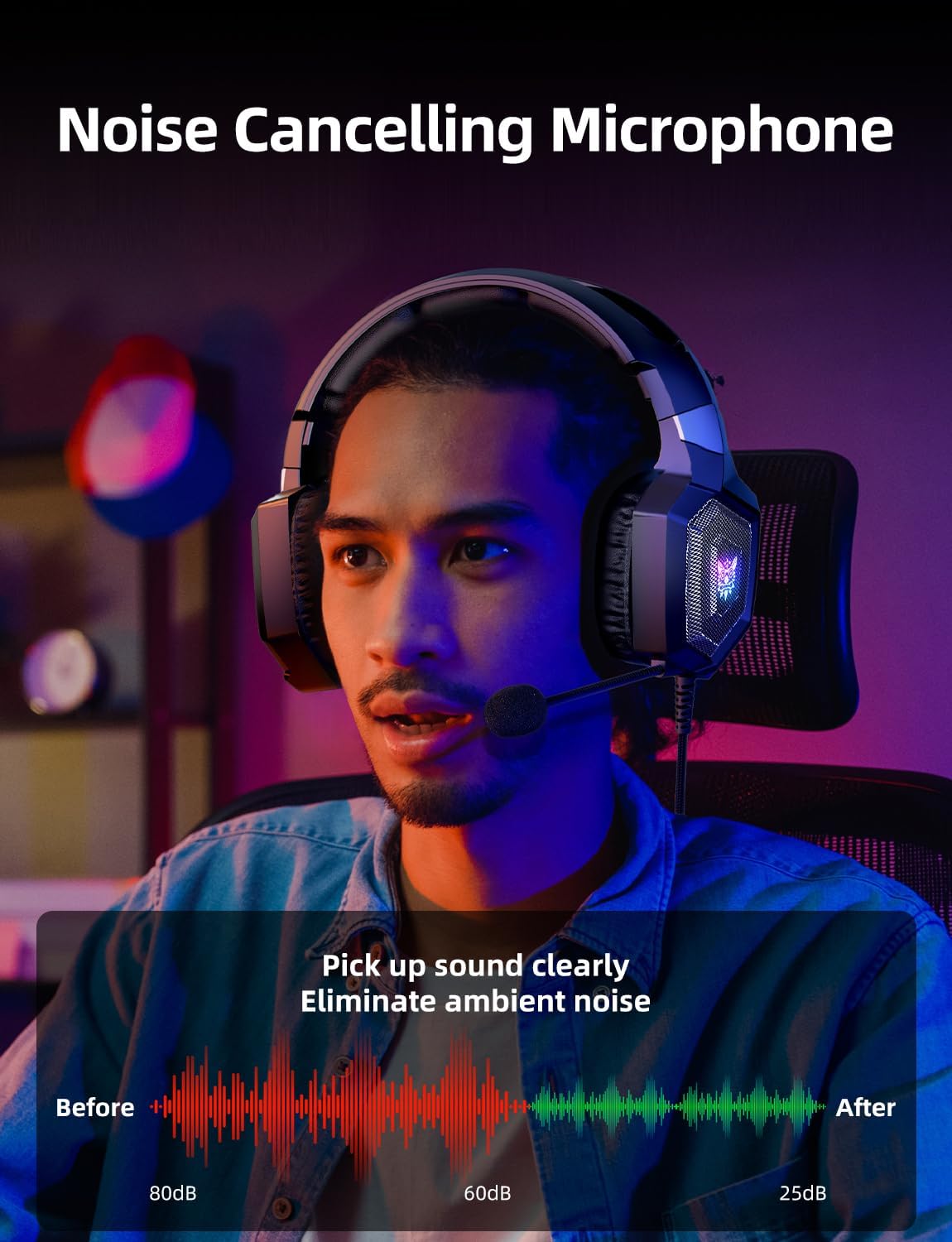 AUDÍFONOS GAMING NANDDI CON MICRÓFONO Y SONIDO SURROUND 7.1 RGB NEGRO - 2