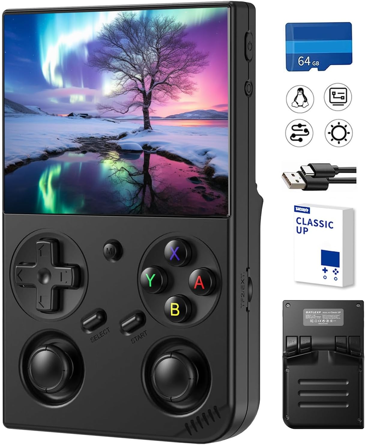 CONSOLA PORTÁTIL RETRO AIVUIDBS CON PANTALLA IPS 3.5 PULGADAS Y TARJETA TF 64GB CON 4353 JUEGOS - 1