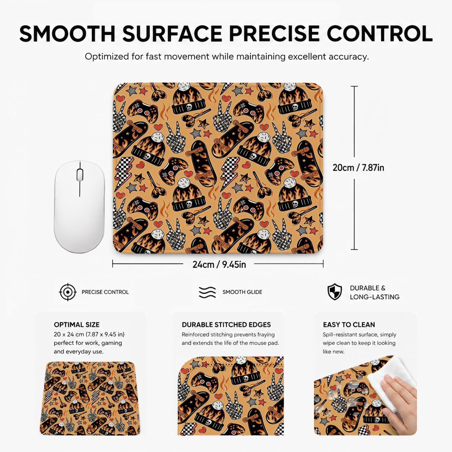 MOUSE PAD HONLUNG SKATEBOARD FLAME 24X20 CM - 2