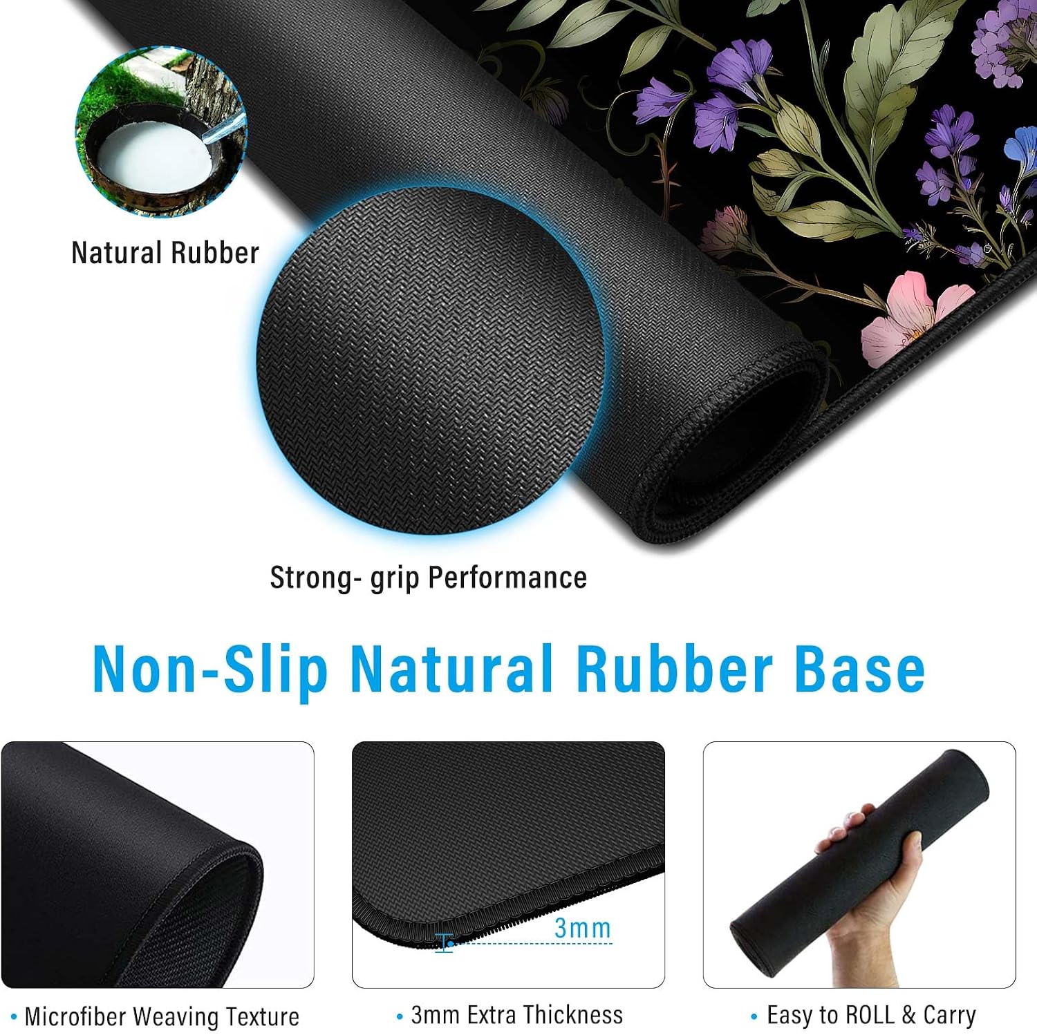 MOUSE PAD GRANDE PARA COMPUTADORA ANPOLLO XXL CON BASE ANTIDESLIZANTE Y BORDES COSIDOS - 4