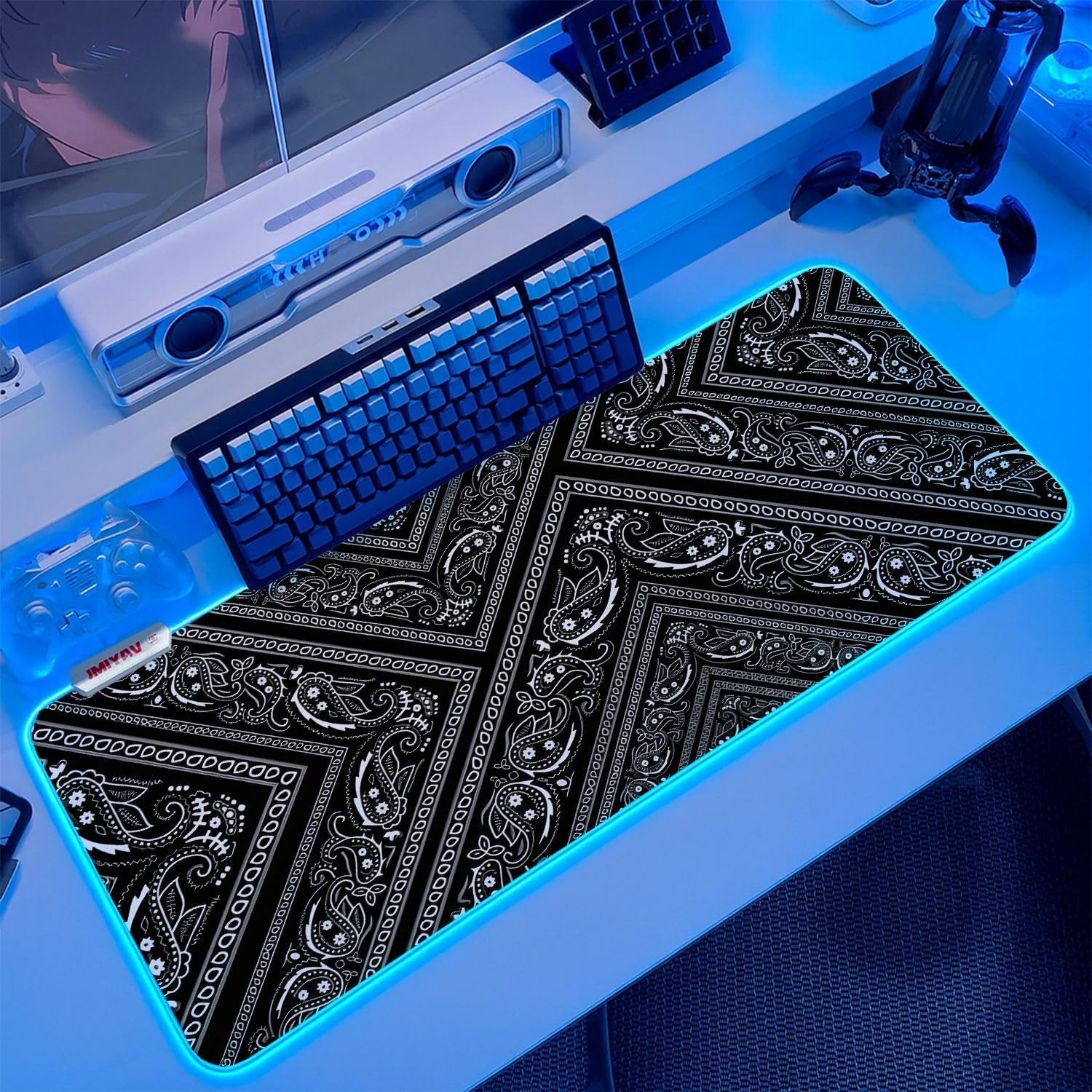 MOUSE PAD JMIYAV GAMING RGB 80X31.5 CM BASE ANTIDESLIZANTE BLANCO - 1