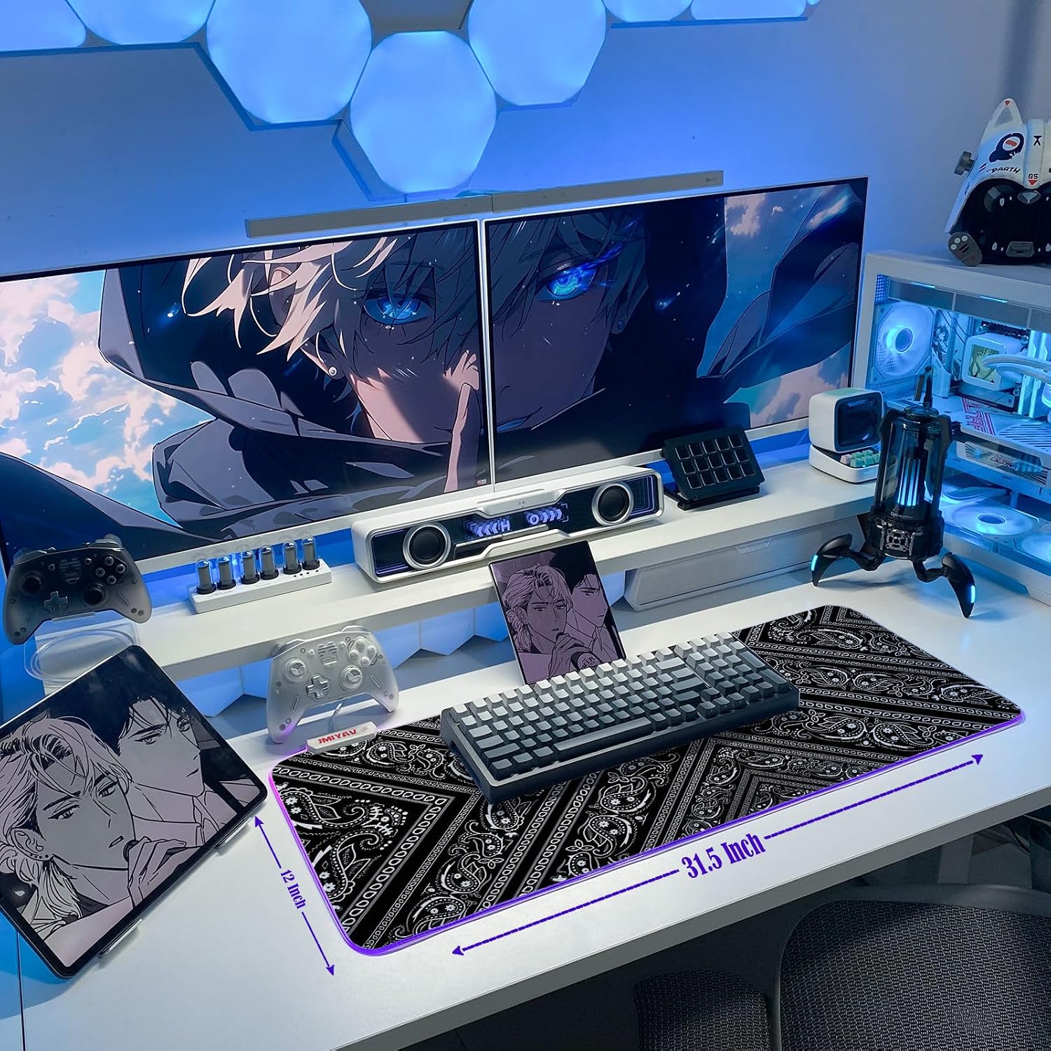 MOUSE PAD JMIYAV GAMING RGB 80X31.5 CM BASE ANTIDESLIZANTE BLANCO - 5