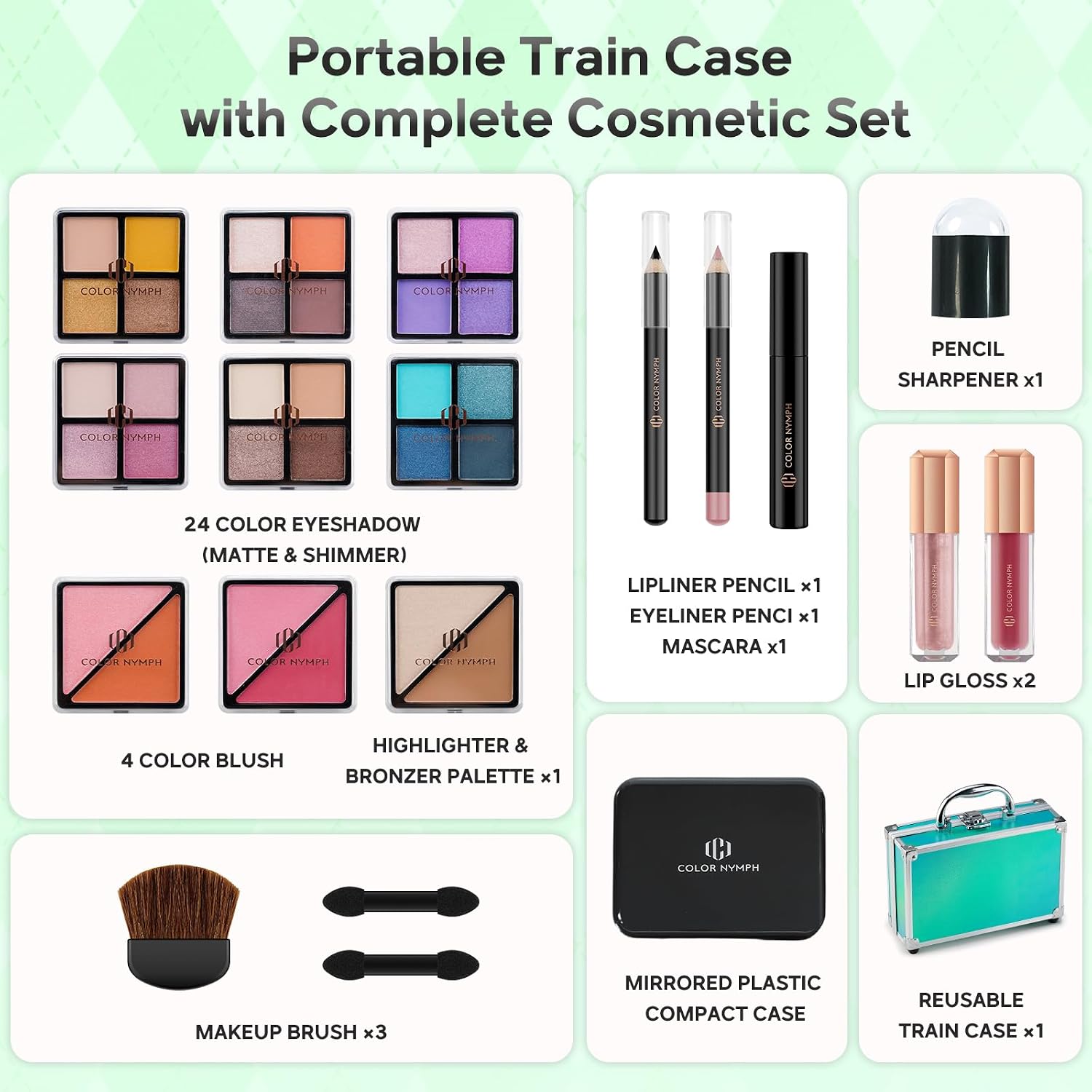SET DE MAQUILLAJE COLOR NYMPH PARA NIÑAS Y ADOLESCENTES VERDE - 3