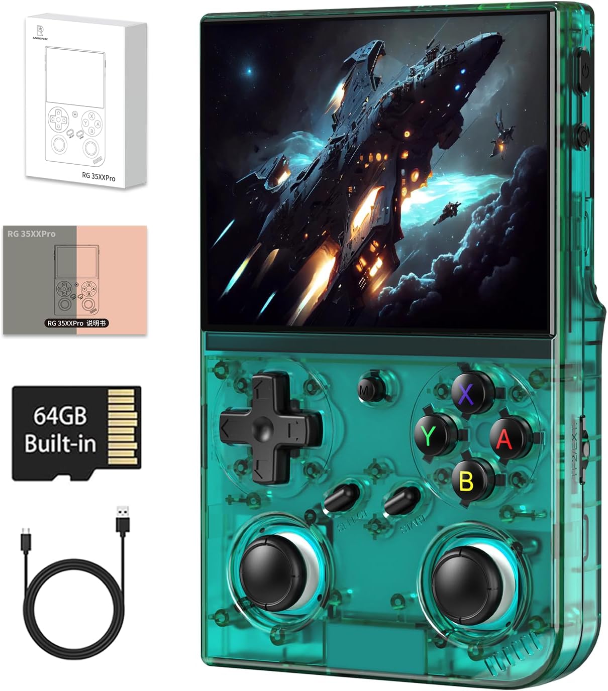 CONSOLA PORTÁTIL GIIPGOOP RG35XX PRO 64GB TEAL TRANSPARENTE - 1