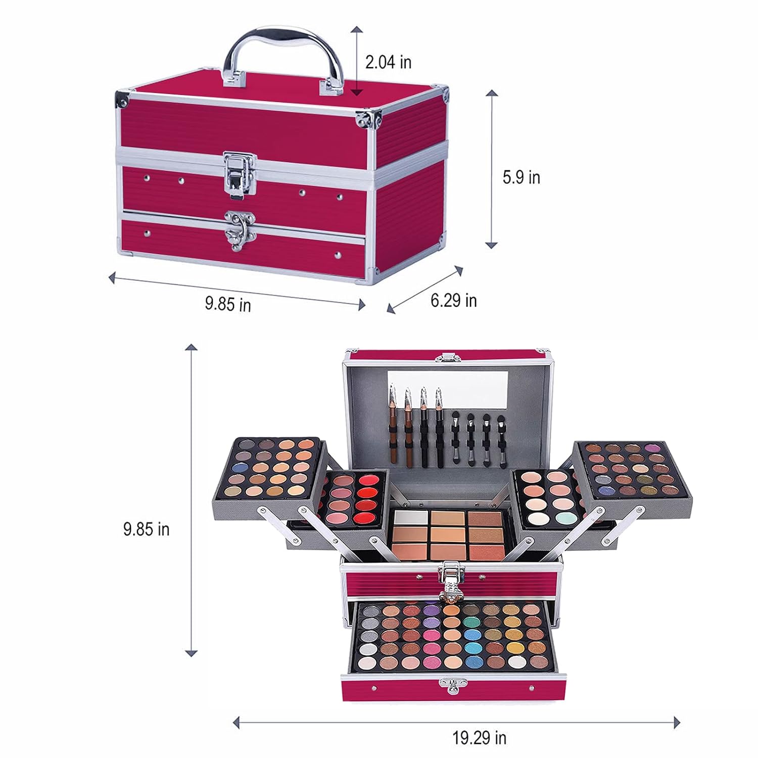 SET DE MAQUILLAJE MISS ROSE M 132 COLORES MULTICOLOR ESTUCHE ROSA - 4