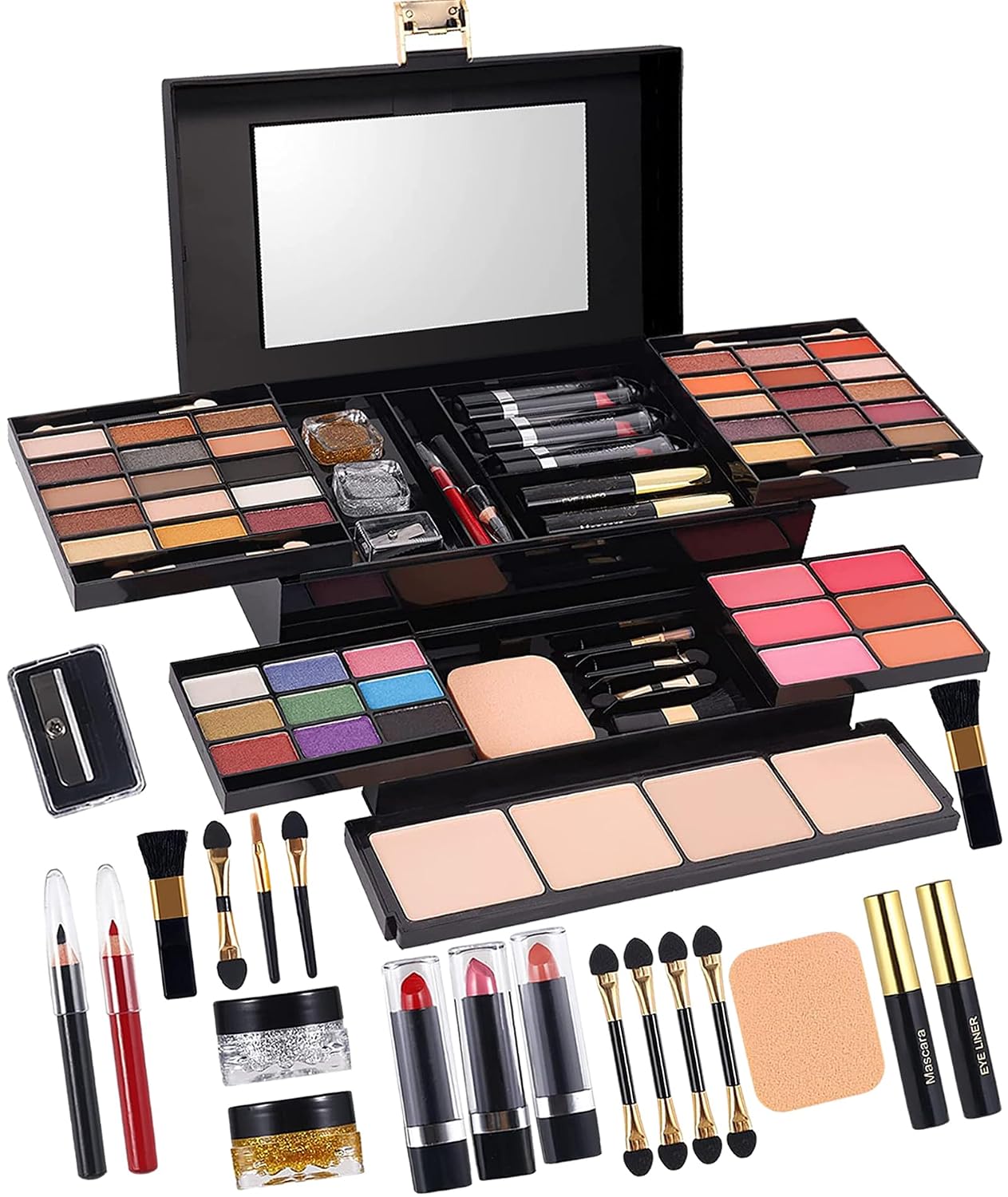 SET DE MAQUILLAJE PROFESIONAL COLIUSA 58 COLORES CON SOMBRAS, RUBOR, LABIALES Y MÁS - 1