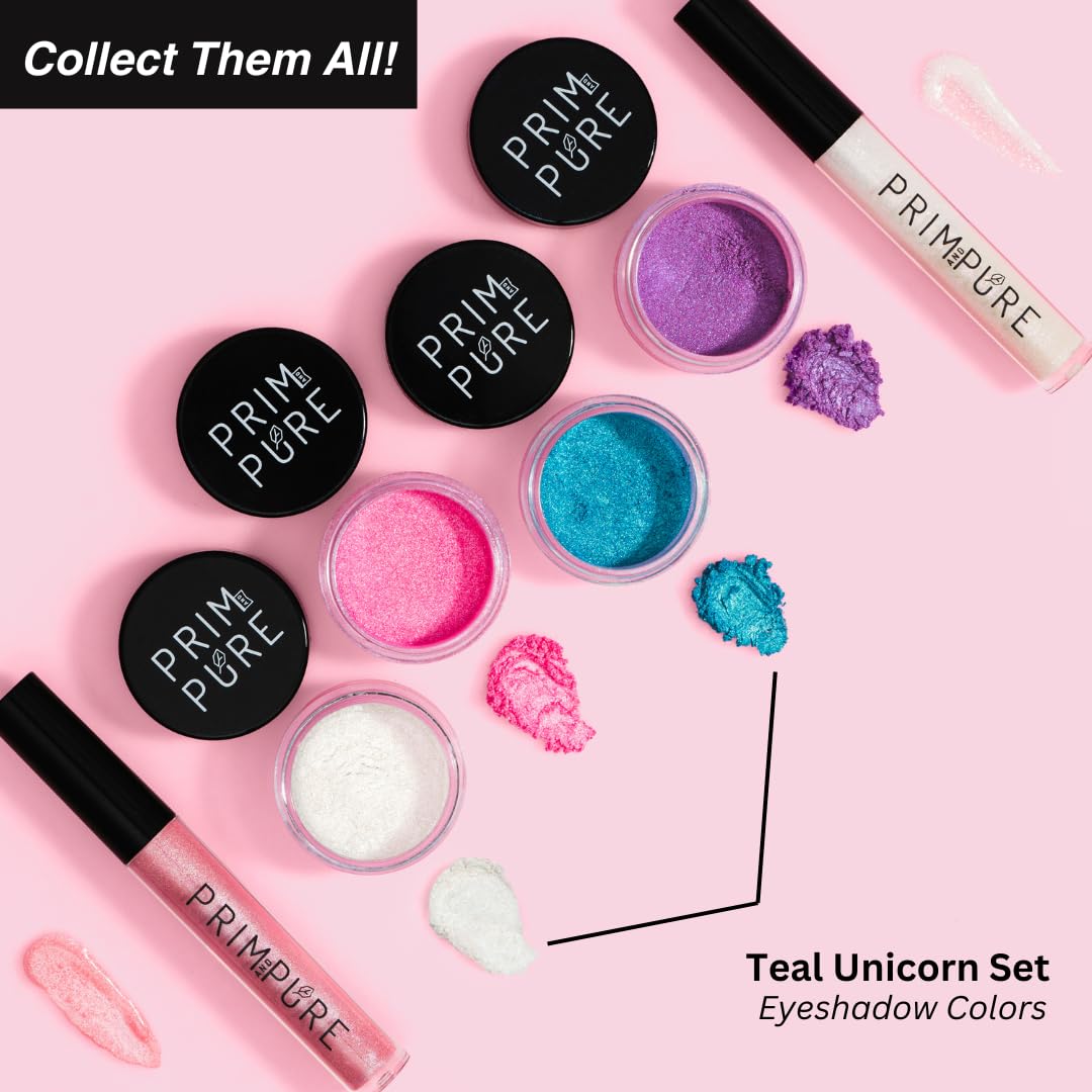 SET DE MAQUILLAJE INFANTIL PRIM AND PURE MINERAL CON ESPEJO UNICORNIO AZUL - 3