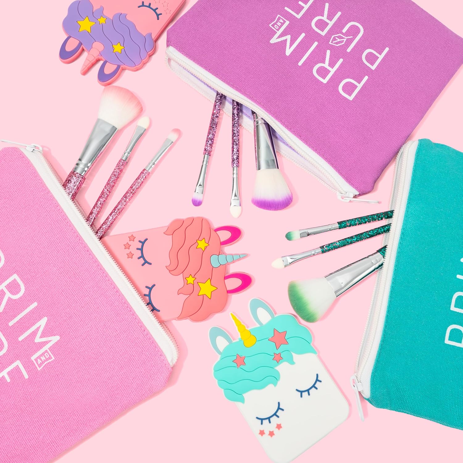 SET DE MAQUILLAJE INFANTIL PRIM AND PURE MINERAL CON ESPEJO UNICORNIO AZUL - 4