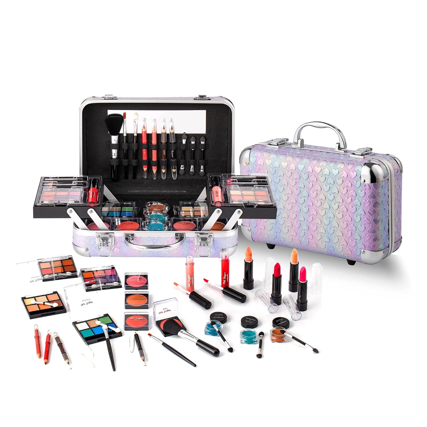 SET DE MAQUILLAJE HOT SUGAR ALL IN ONE PARA ADOLESCENTES CORAZÓN MORADO - 1