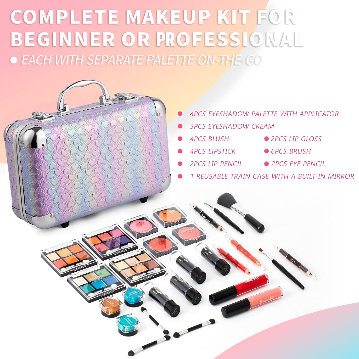 SET DE MAQUILLAJE HOT SUGAR ALL IN ONE PARA ADOLESCENTES CORAZÓN MORADO - 3