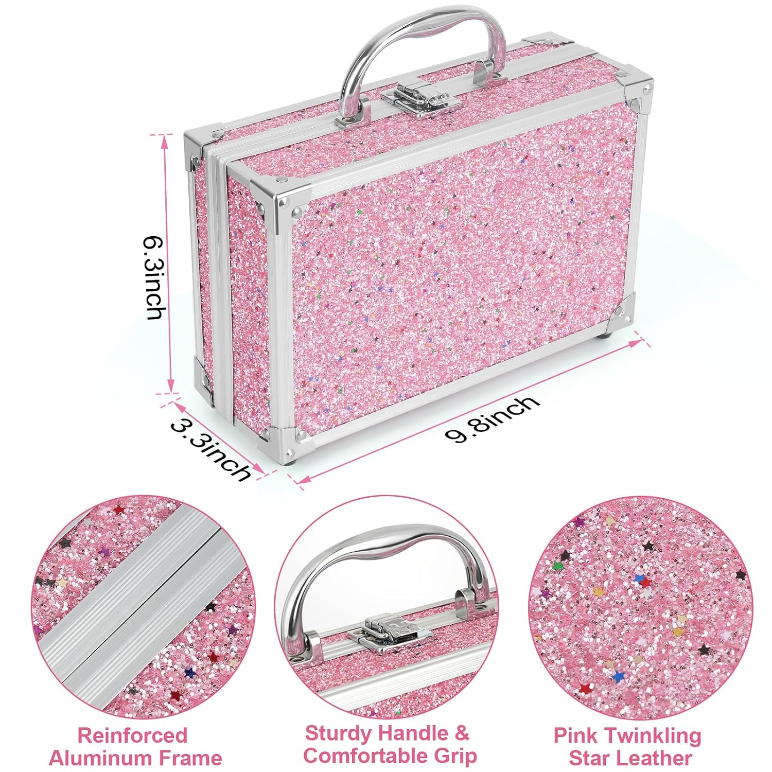 SET DE MAQUILLAJE ANPRO PARA NIÑAS 10-12 AÑOS ESTUCHE ROSA - 4