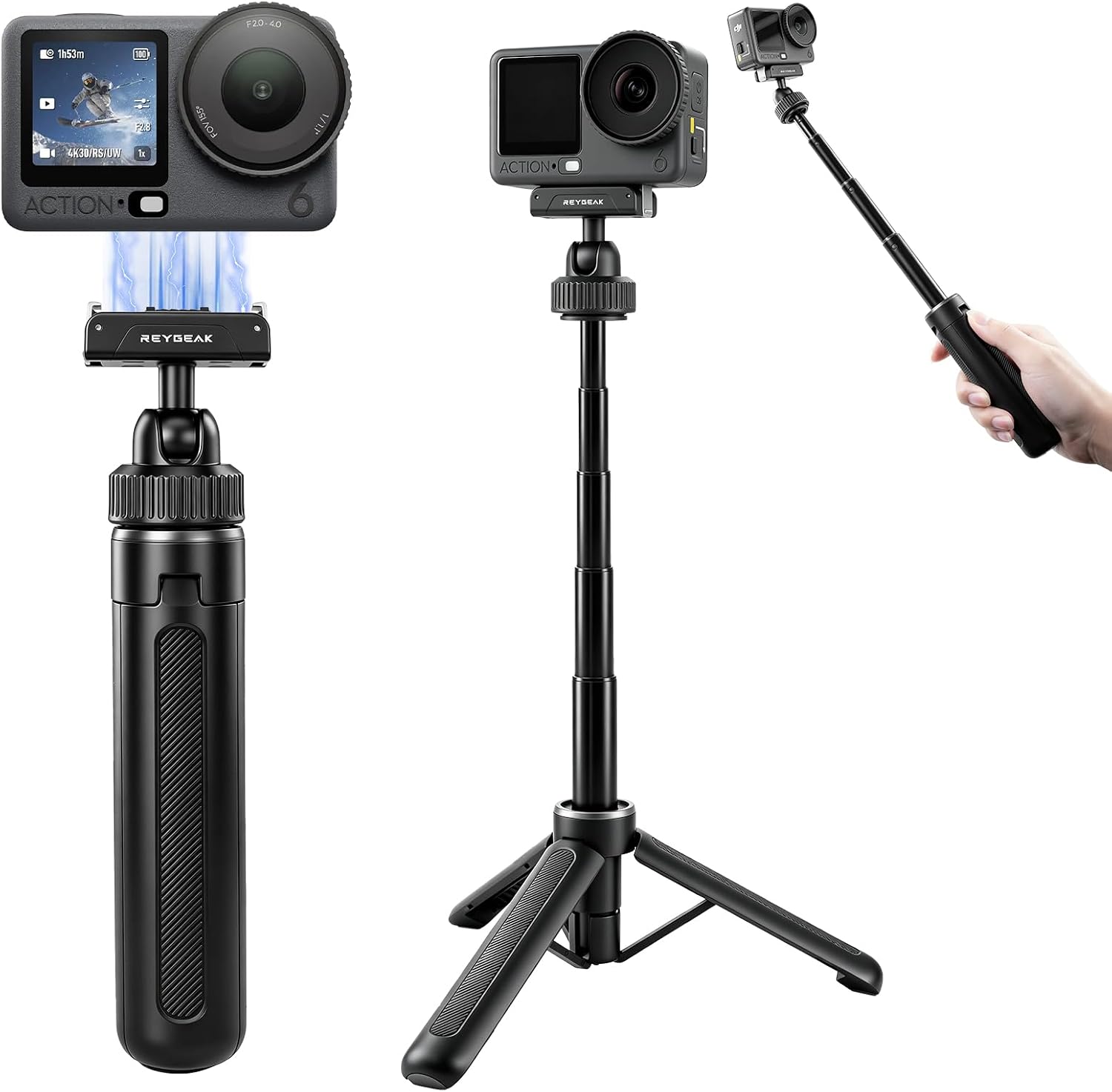 TRÍPODE PARA CÁMARA REYGEAK 15.75 PULGADAS CON CABEZA DE BOLA 360° PARA DJI OSMO NANO Y ACTION 6 - 1