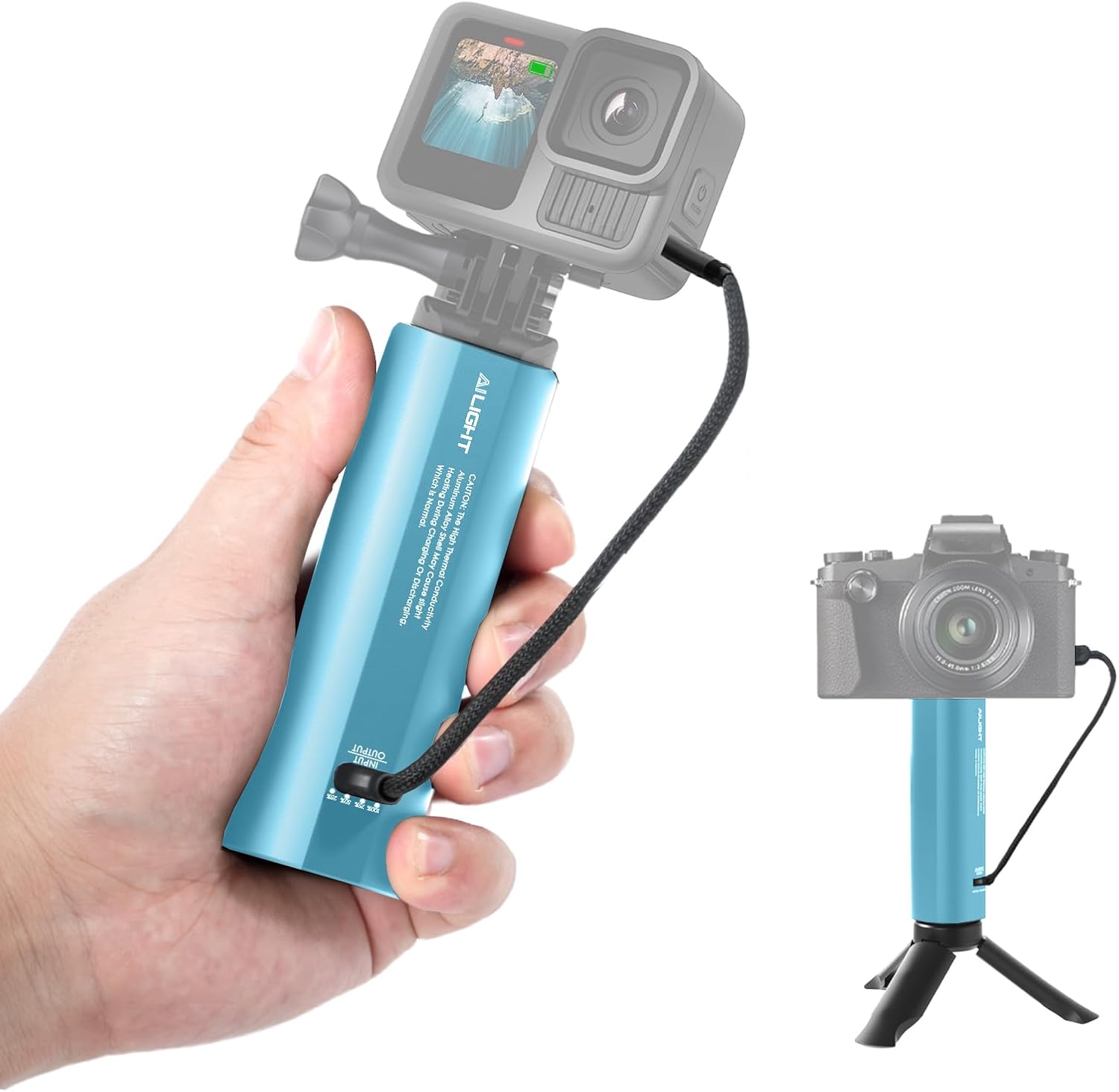 BATERÍA EXTERNA AILIGHT BATTERY HANDLE GRIP 5000MAH CON CARGA 20W PD AZUL - 1
