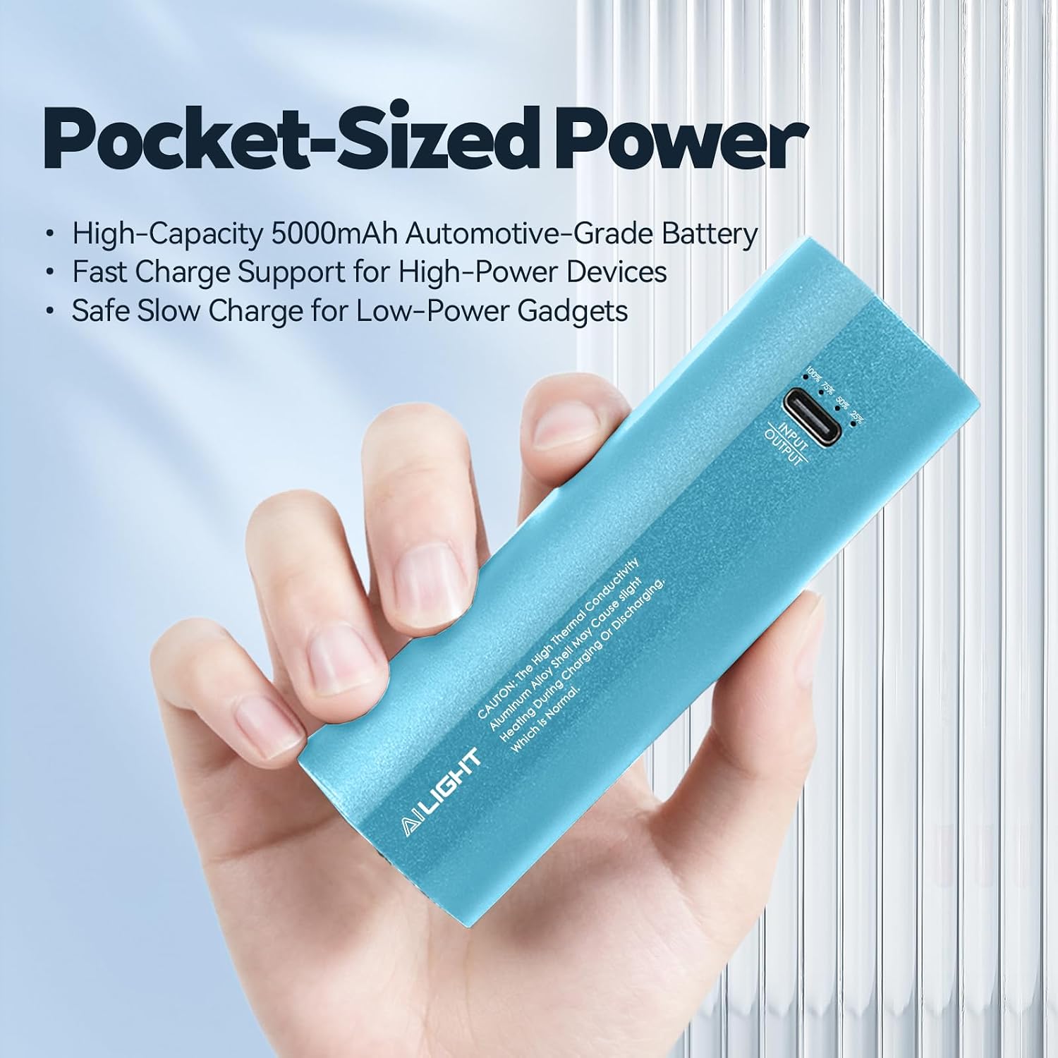 BATERÍA EXTERNA AILIGHT BATTERY HANDLE GRIP 5000MAH CON CARGA 20W PD AZUL - 2
