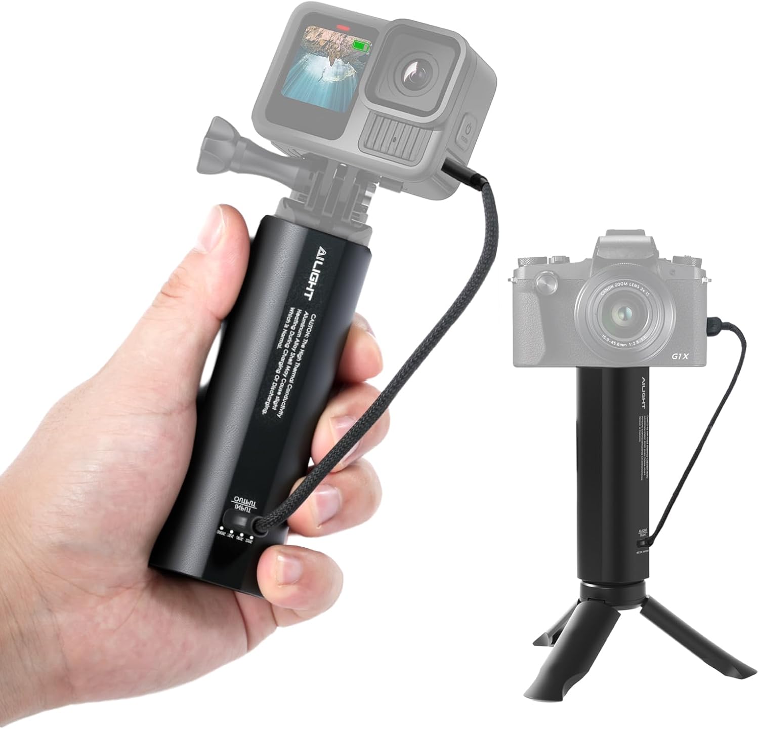 BATERÍA CON EMPUÑADURA AILIGHT 5000MAH CON CARGA PD 20W NEGRO - 1