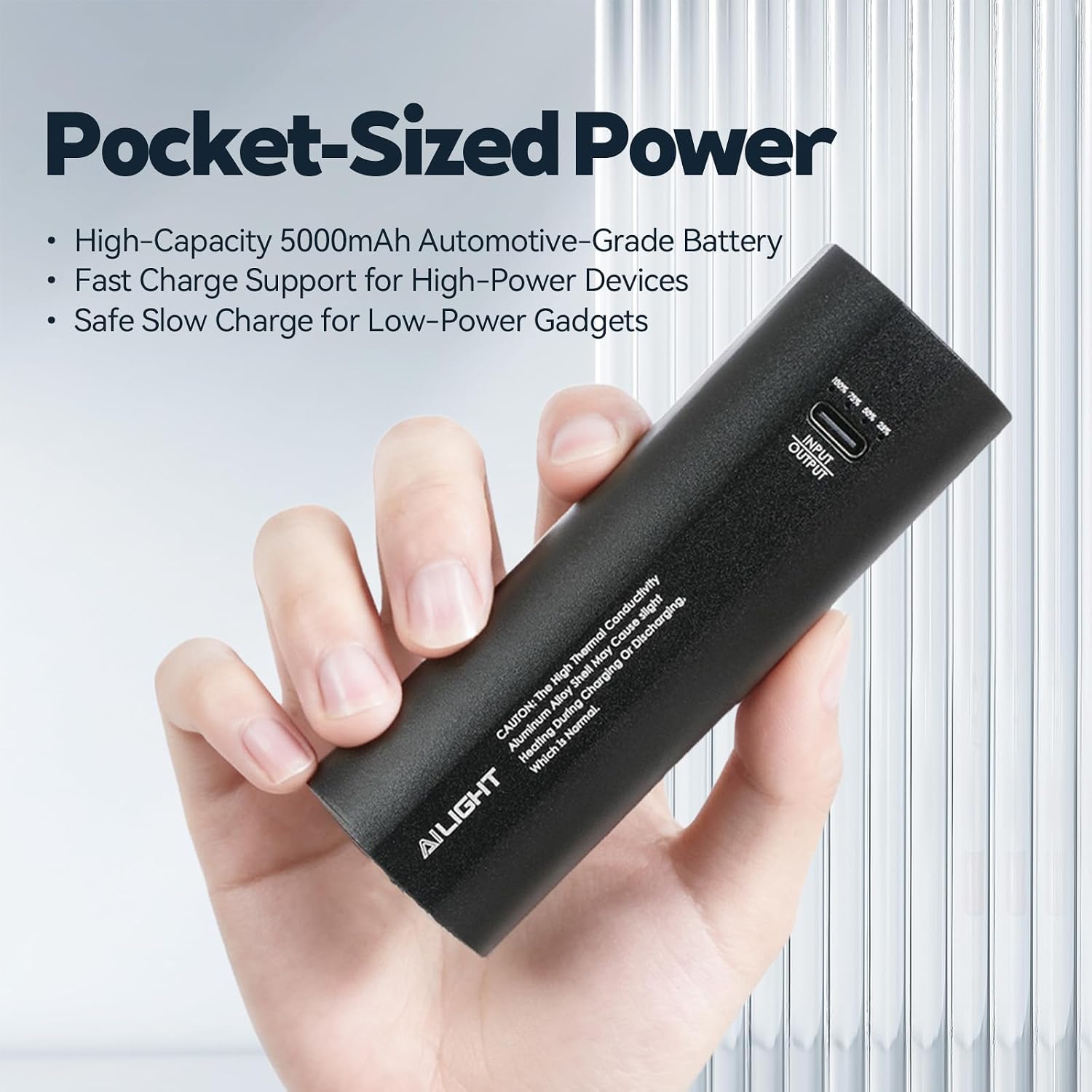 BATERÍA CON EMPUÑADURA AILIGHT 5000MAH CON CARGA PD 20W NEGRO - 2