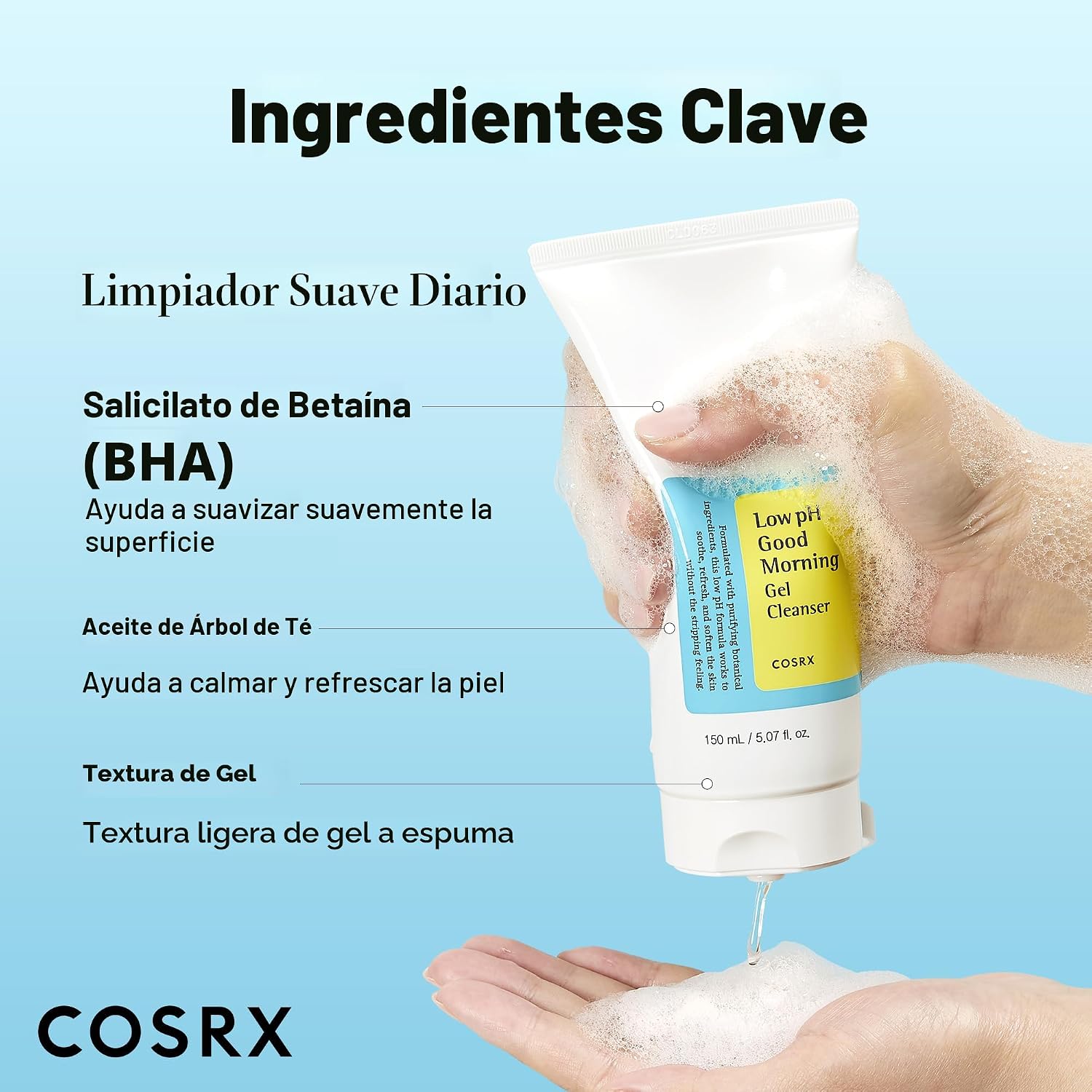 LIMPIADOR FACIAL EN GEL COSRX LOW PH GOOD MORNING 150 ML - 5