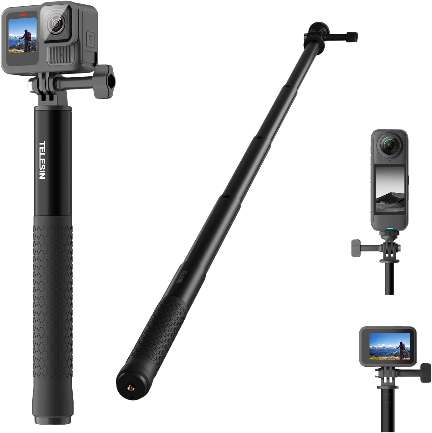 TRÍPODE PARA CÁMARA TELESIN 47 PULGADAS EXTENSIÓN PARA INSTA360 DJI GOPRO - 1