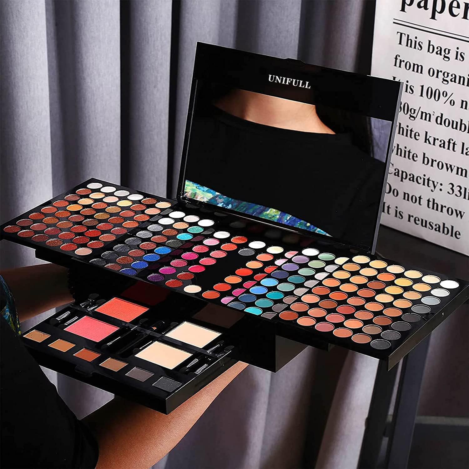 SET DE MAQUILLAJE UNIFULL 190 COLORES KIT PROFESIONAL COMPLETO PARA MUJER 004 NEGRO - 3
