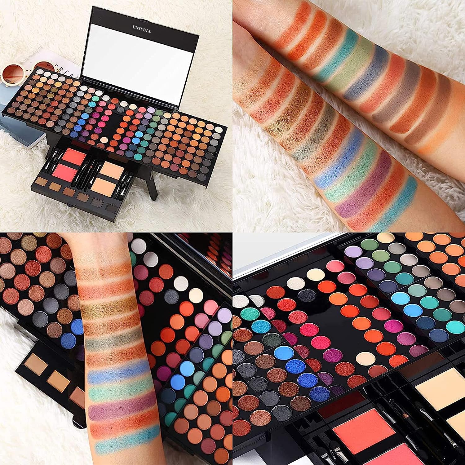 SET DE MAQUILLAJE UNIFULL 190 COLORES KIT PROFESIONAL COMPLETO PARA MUJER 004 NEGRO - 4