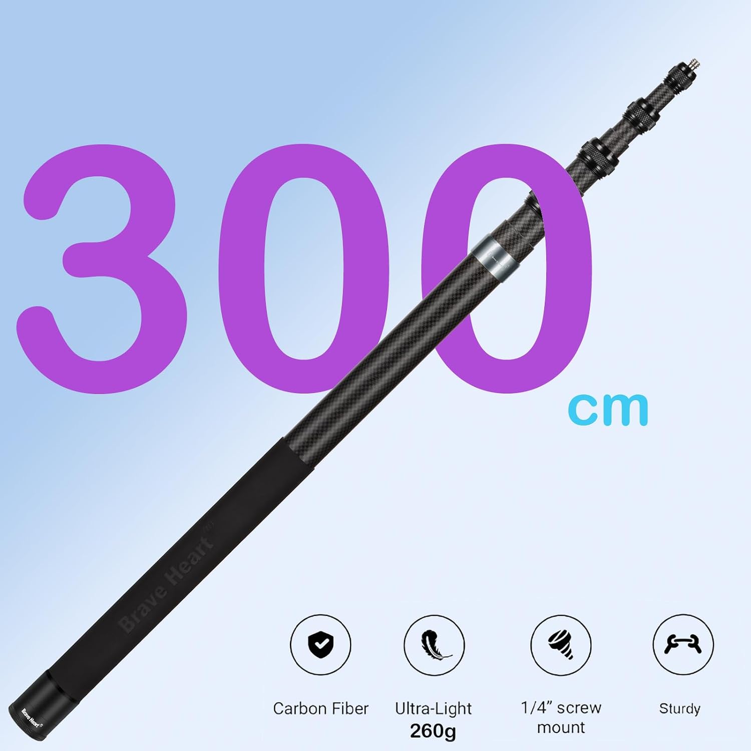 PALO SELFIE DE FIBRA DE CARBONO SALYMECONY 3.0 M EXTENSIBLE INVISIBLE PARA CÁMARAS INSTA360 Y GOPRO - 5