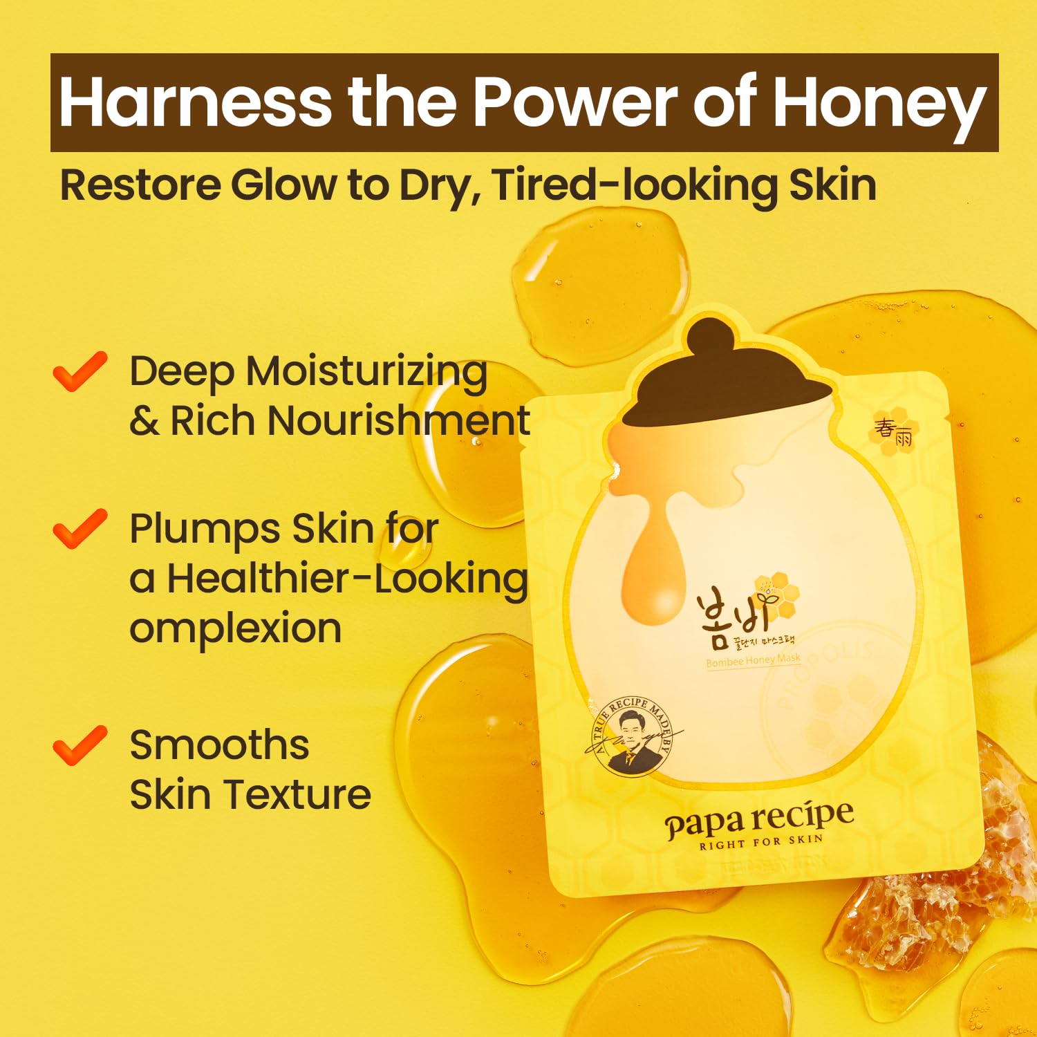 MASCARILLA FACIAL PAPA RECIPE BOMBEE HONEY 25G PACK 10 UNIDADES - 2