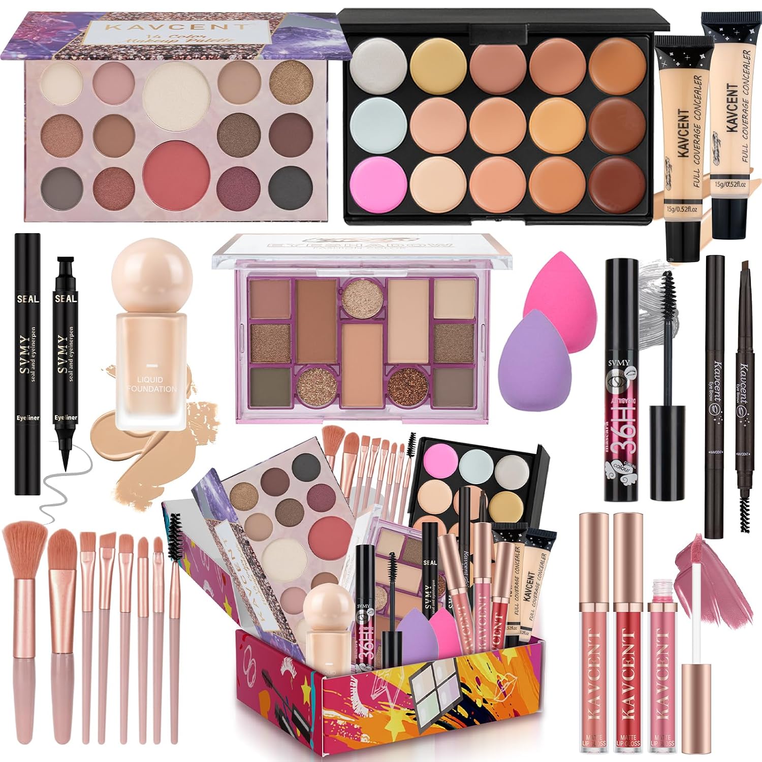 SET DE MAQUILLAJE KAVCENT KIT COMPLETO PARA ADOLESCENTES Y MUJERES - 1