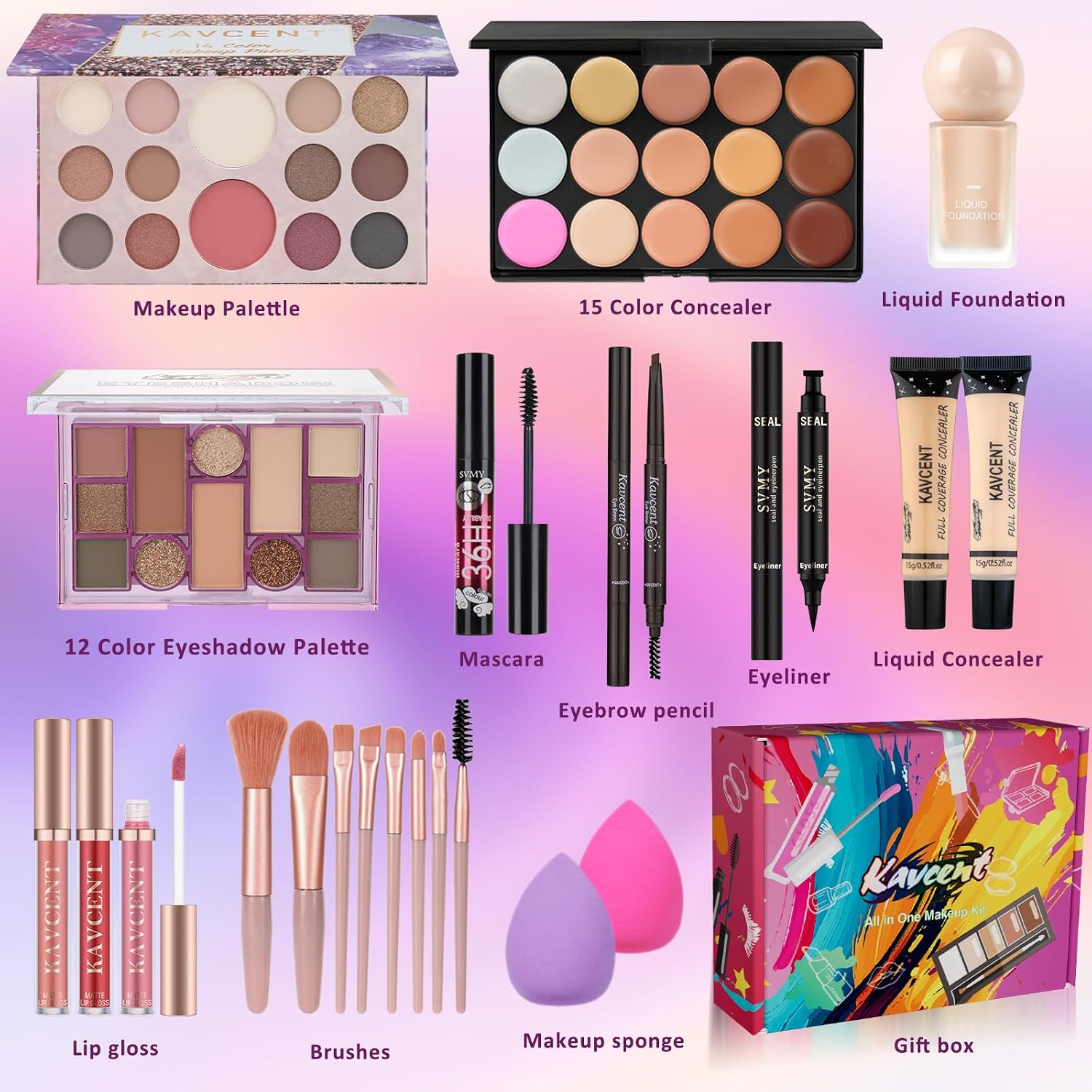 SET DE MAQUILLAJE KAVCENT KIT COMPLETO PARA ADOLESCENTES Y MUJERES - 2
