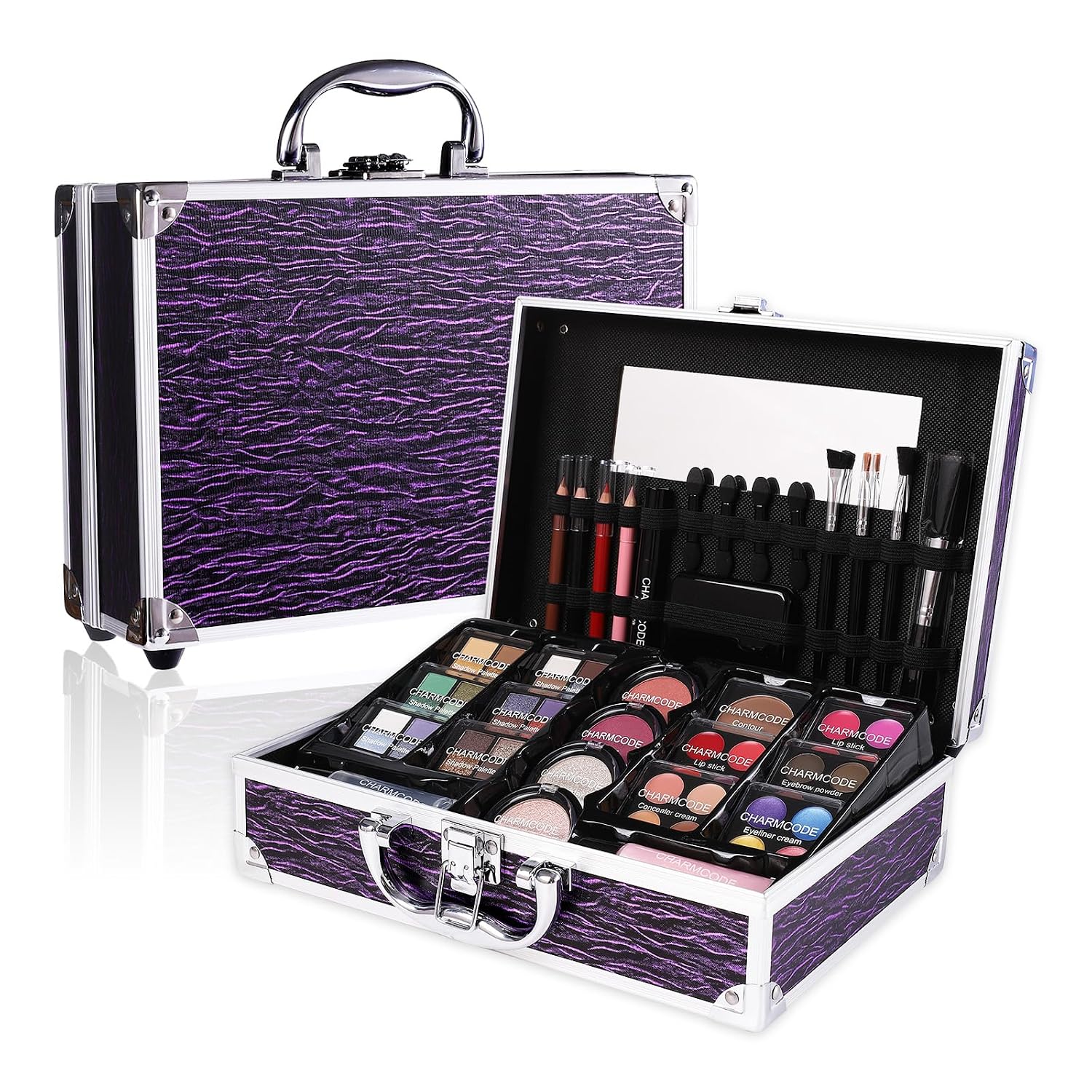 SET DE MAQUILLAJE CHARMCODE COMPLETO CON ESTUCHE ALUMINIO MORADO - 2