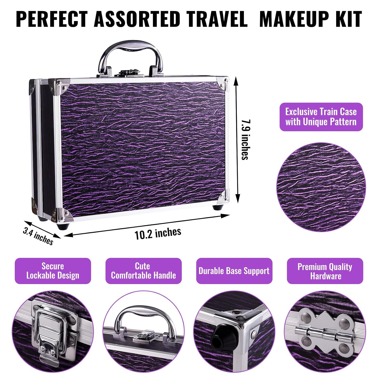 SET DE MAQUILLAJE CHARMCODE COMPLETO CON ESTUCHE ALUMINIO MORADO - 4