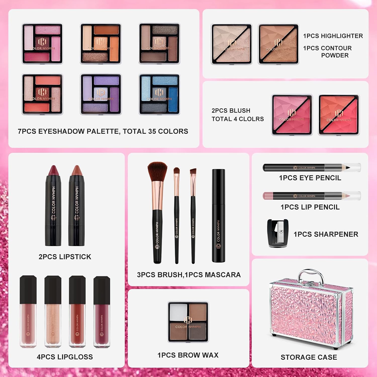 SET DE MAQUILLAJE COLOR NYMPH PARA ADOLESCENTES ESTUCHE ROSA - 2