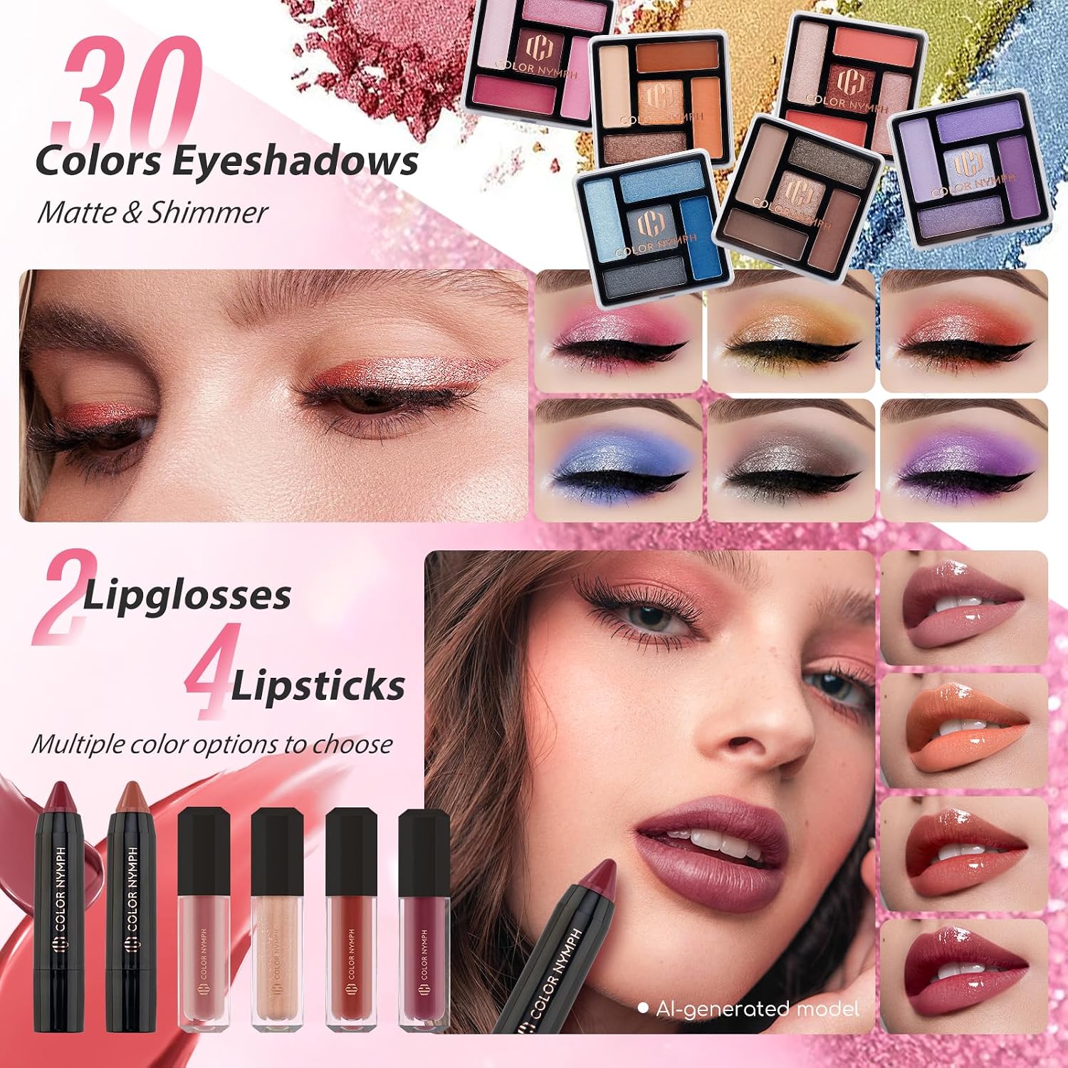 SET DE MAQUILLAJE COLOR NYMPH PARA ADOLESCENTES ESTUCHE ROSA - 3