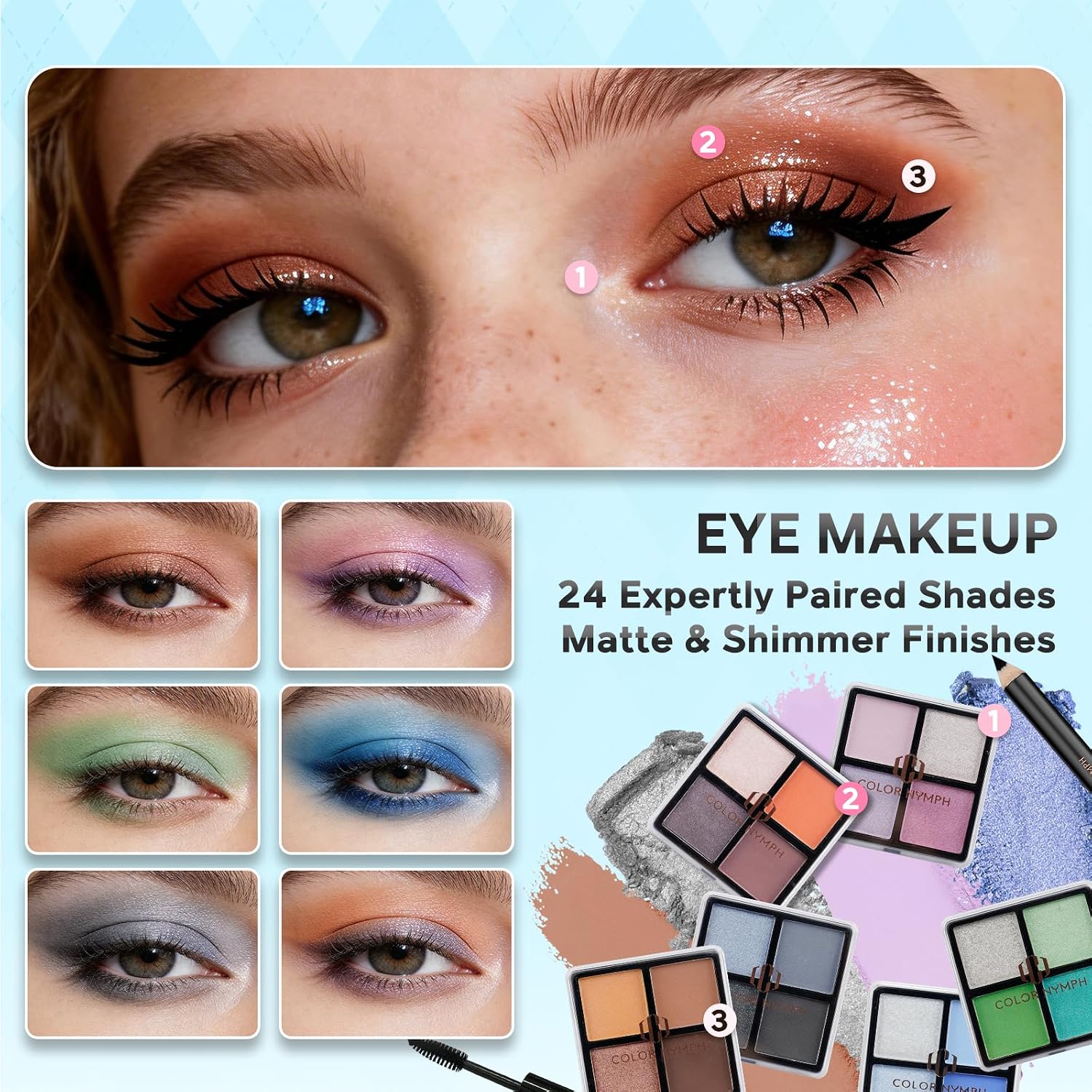 SET DE MAQUILLAJE COLOR NYMPH PARA NIÑAS PRINCIPIANTES PLATEADO - 4