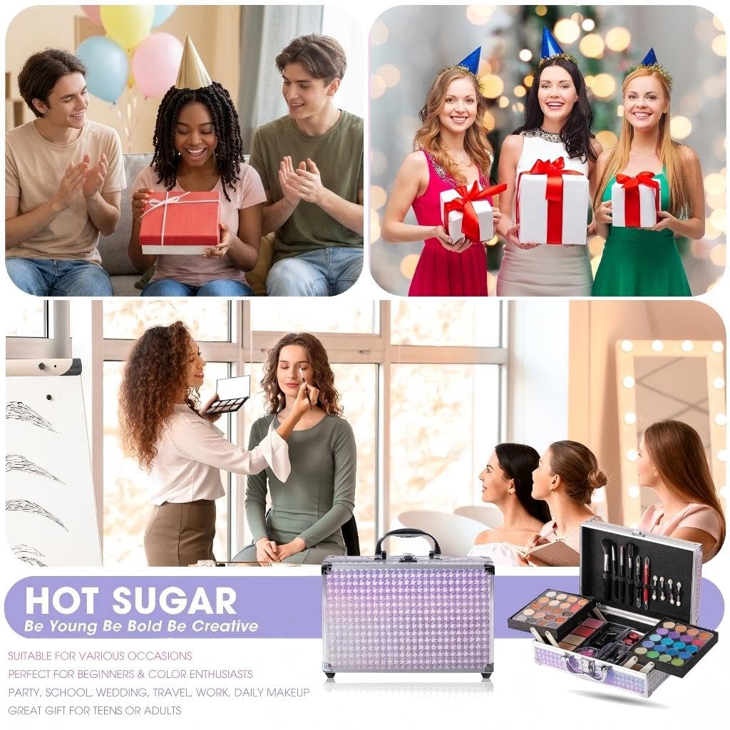 SET DE MAQUILLAJE HOT SUGAR CON ESTUCHE RÍGIDO PARA ADOLESCENTES Y MUJERES MORADO - 5