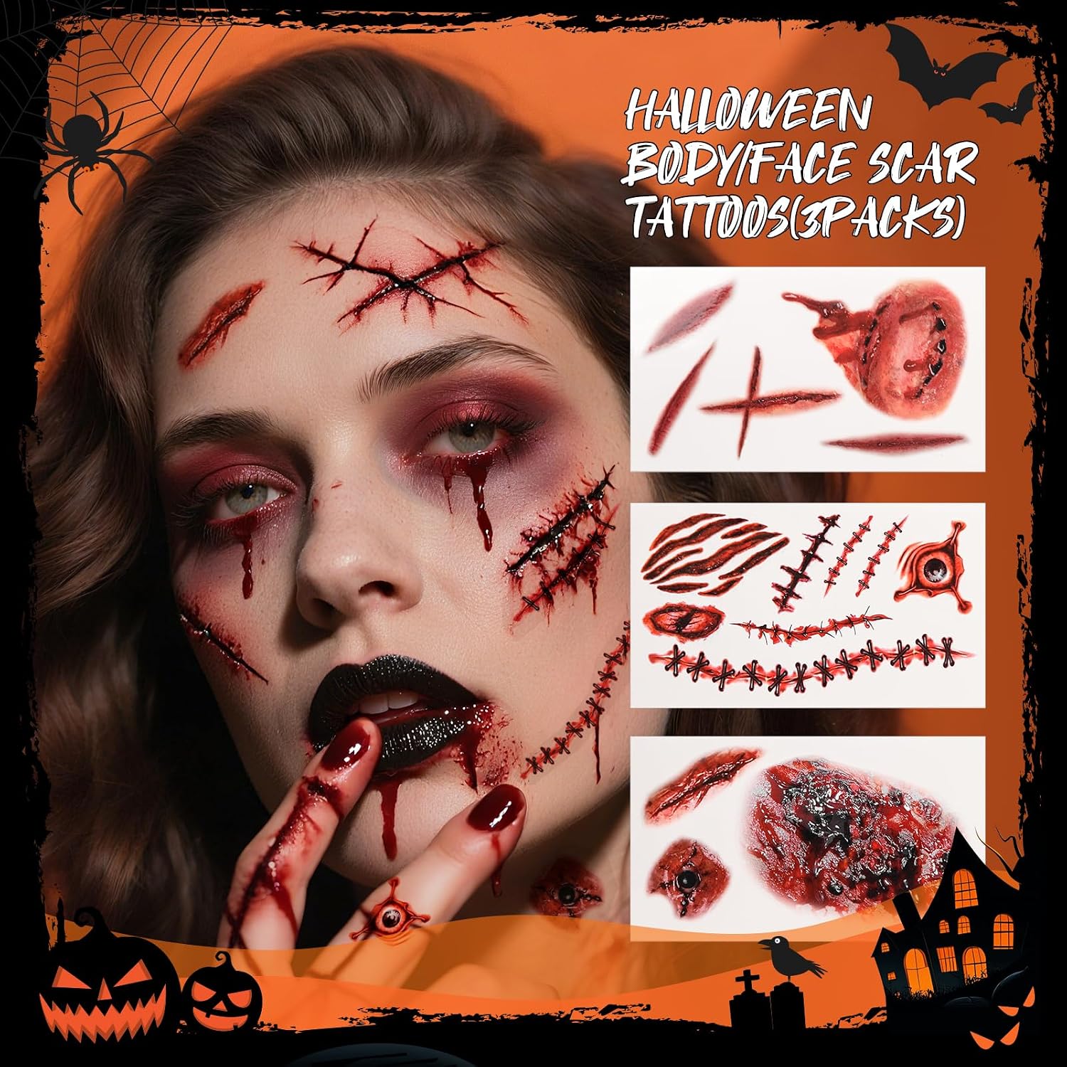 SET DE MAQUILLAJE DOCOLOR 4 EN 1 CON PALETA DE 9 COLORES Y BROCHAS PARA HALLOWEEN - 2