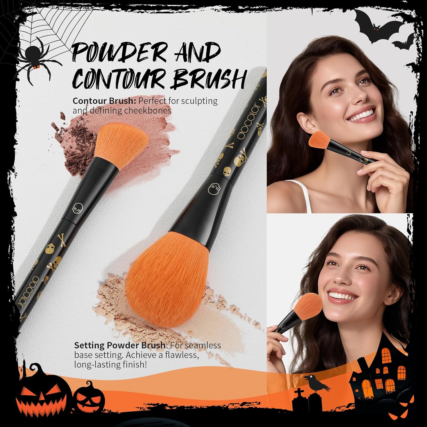 SET DE MAQUILLAJE DOCOLOR 4 EN 1 CON PALETA DE 9 COLORES Y BROCHAS PARA HALLOWEEN - 5