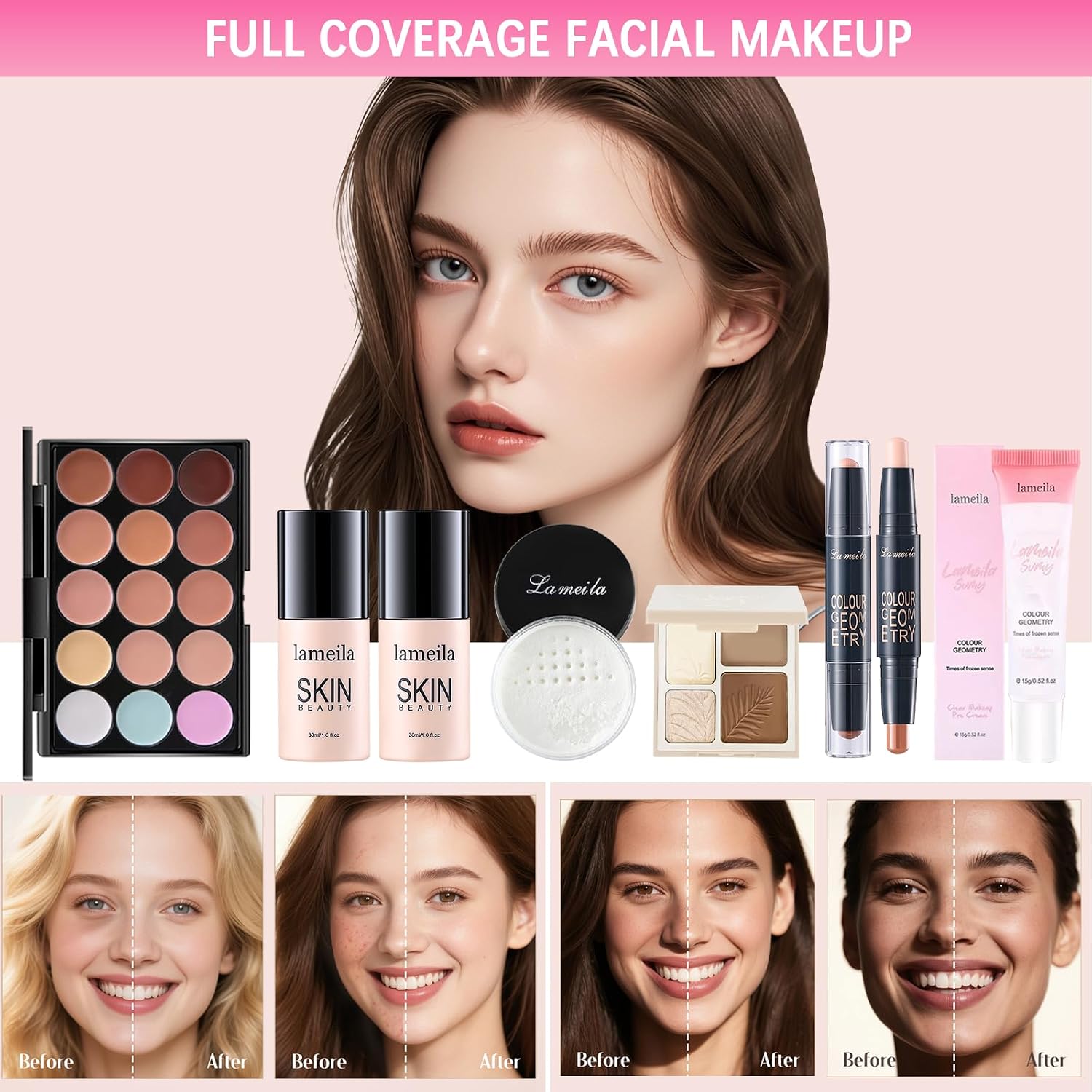 SET DE MAQUILLAJE PEENICE ALL IN ONE PARA MUJER KIT COMPLETO CON BROCHAS Y ESTUCHE - 4