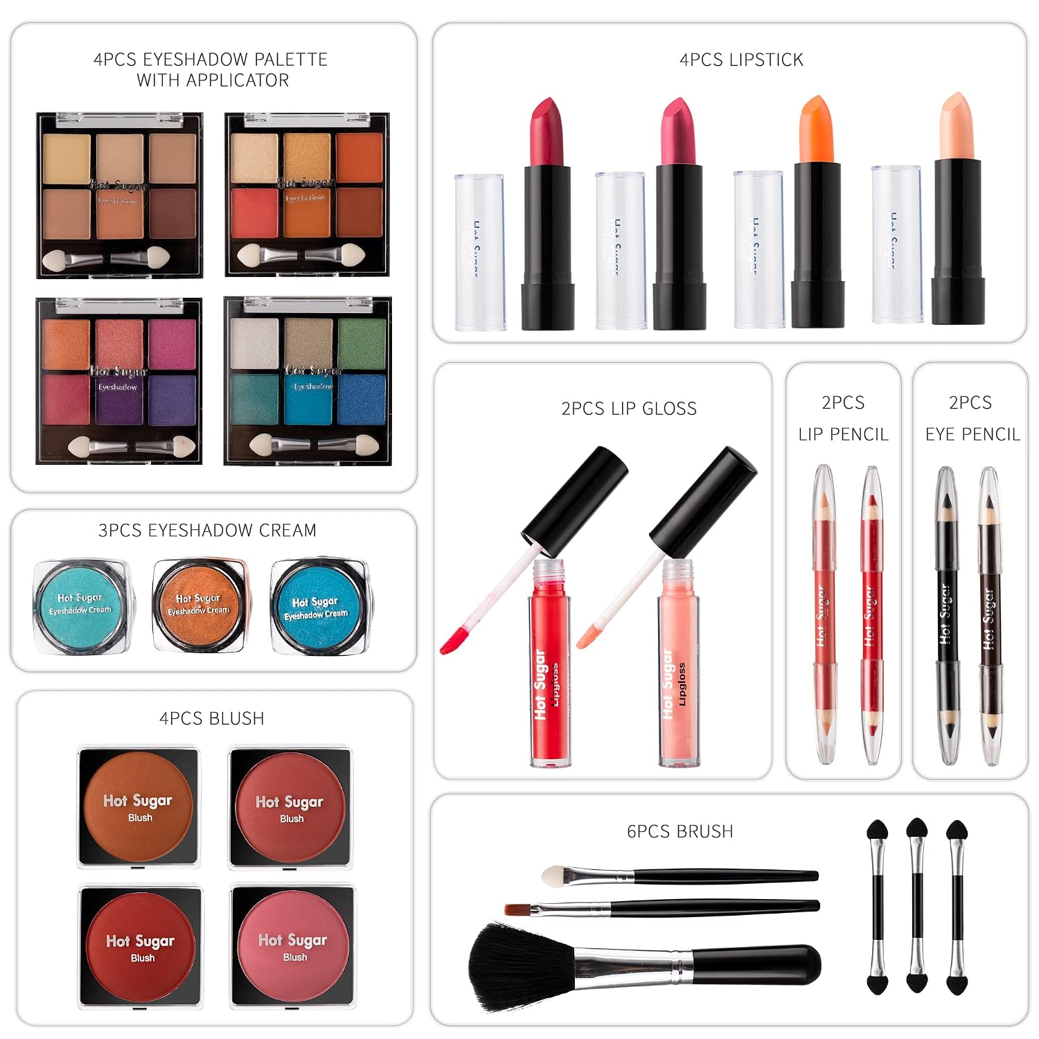 SET DE MAQUILLAJE HOT SUGAR ALL IN ONE PARA ADOLESCENTES COLOR ROSA CON CORAZÓN - 4