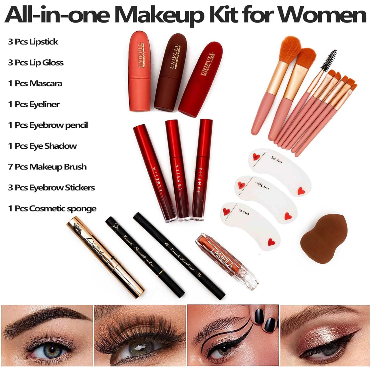 KIT DE MAQUILLAJE UNIFULL 132 COLORES TODO EN UNO PARA MUJER Y NIÑA - 3