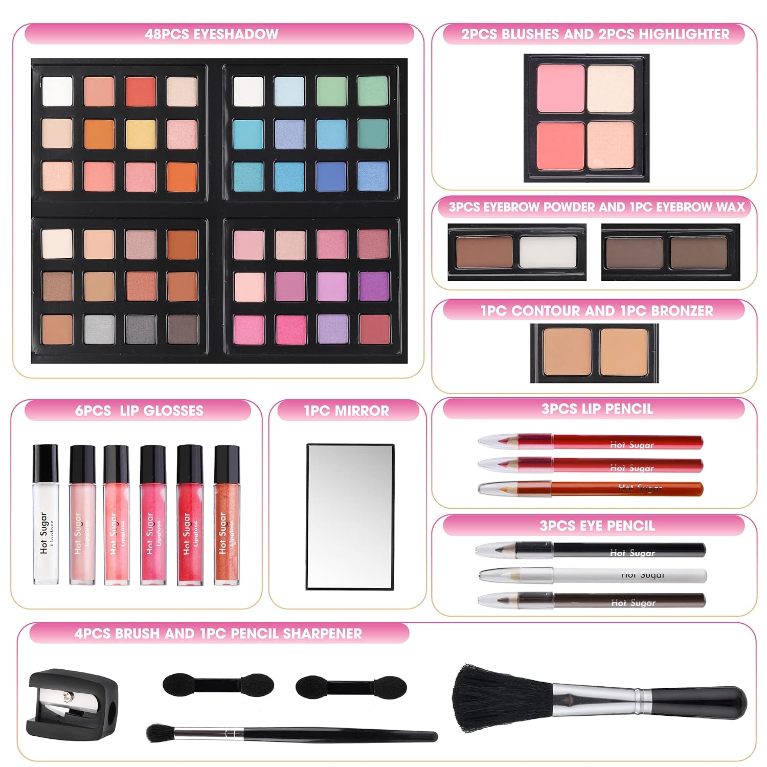 SET DE MAQUILLAJE HOT SUGAR STARTER KIT PARA ADOLESCENTES Y MUJERES ROSA MARGARITA - 3