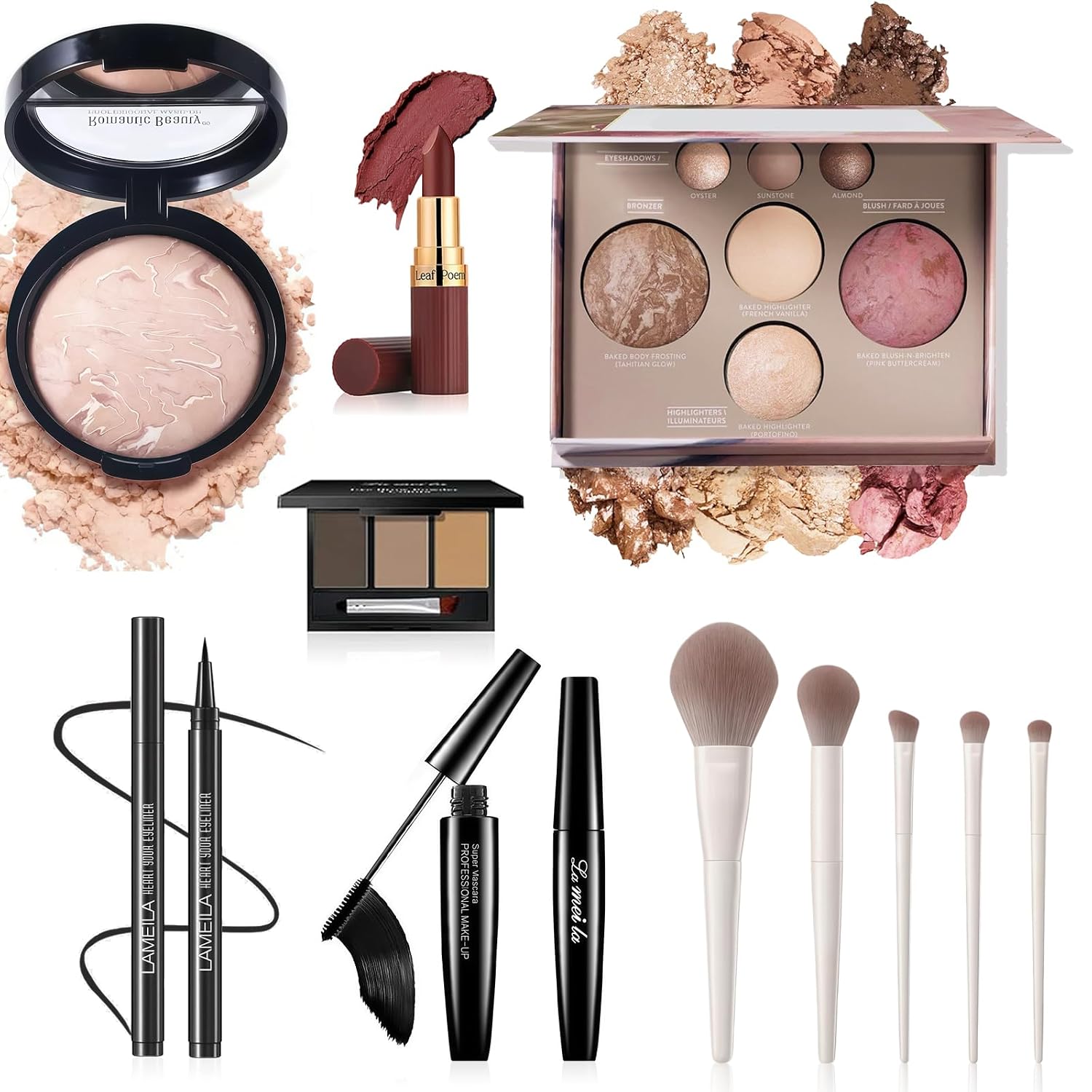 SET DE MAQUILLAJE QIONG 11 PIEZAS PALETA 7 TONOS - 1