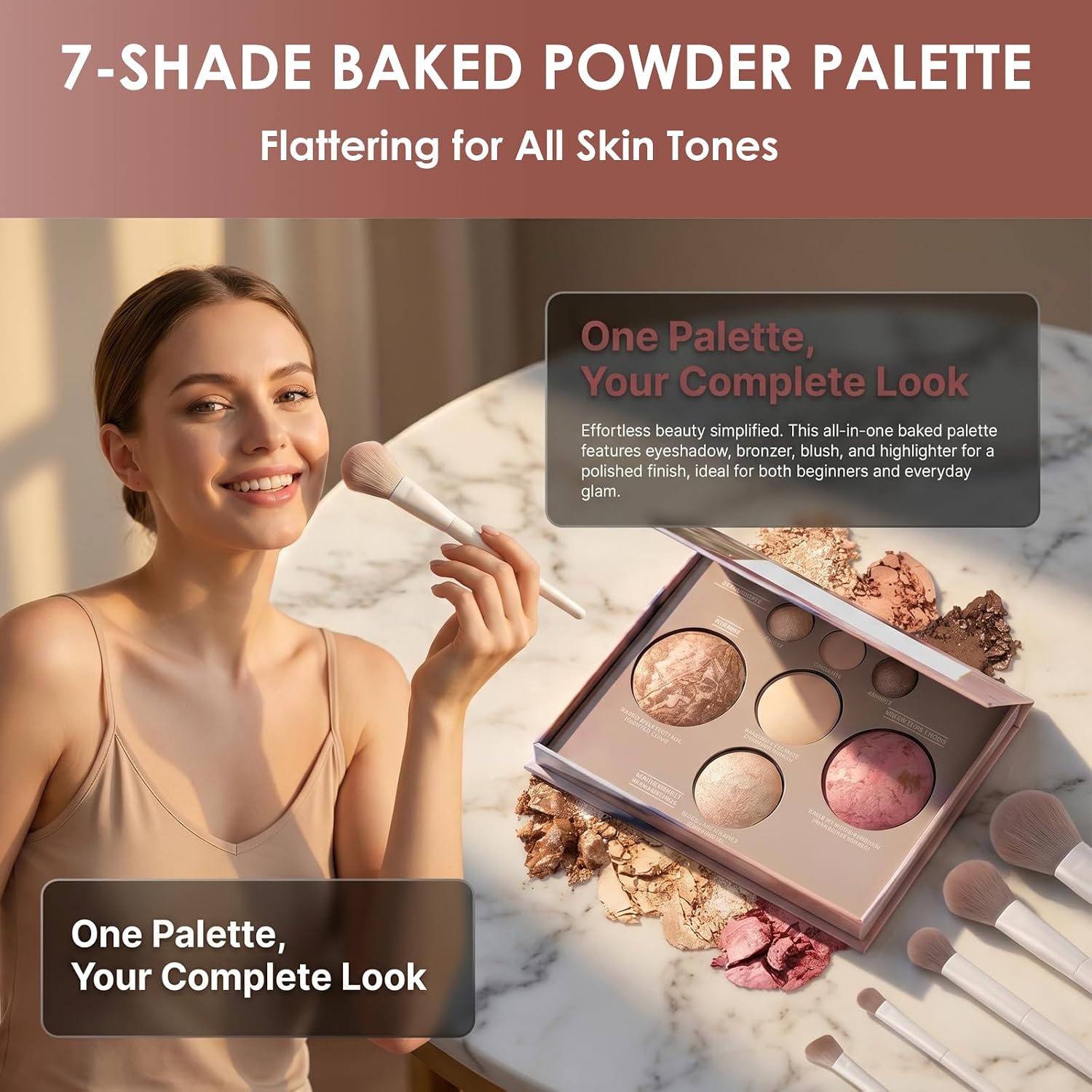 SET DE MAQUILLAJE QIONG 11 PIEZAS PALETA 7 TONOS - 2