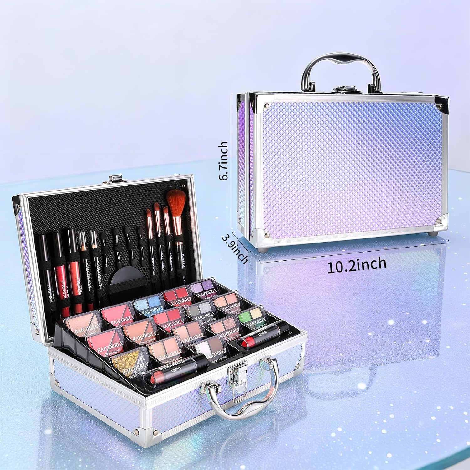 SET DE MAQUILLAJE KAICOERLY COMPLETO PARA ROSTRO Y OJOS COLOR MORADO - 3