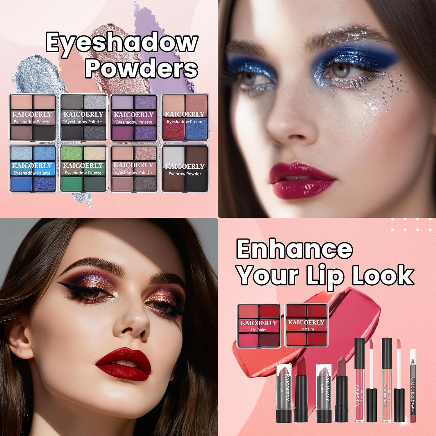 SET DE MAQUILLAJE KAICOERLY COMPLETO PARA ROSTRO Y OJOS COLOR MORADO - 5