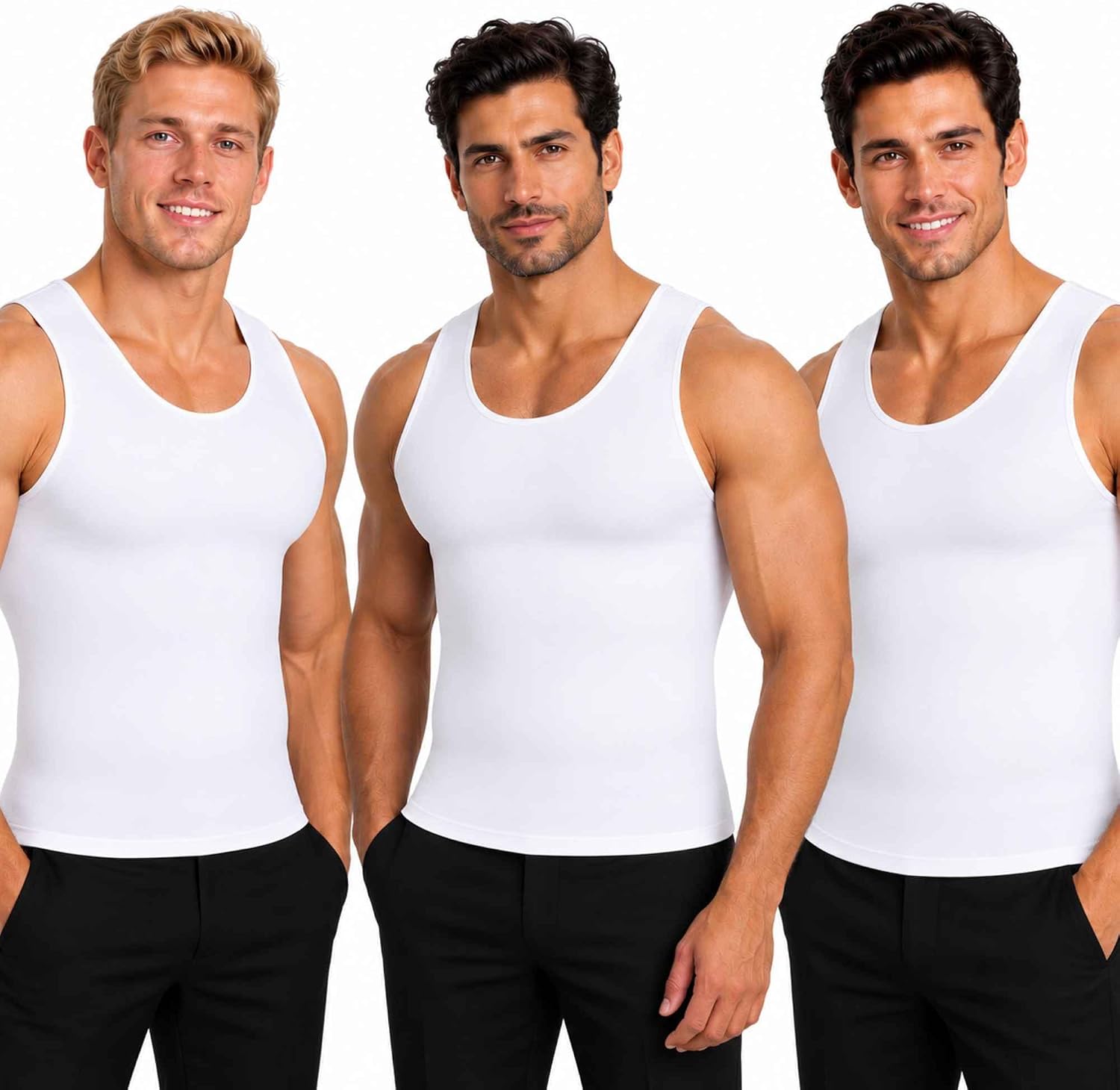 CAMISETA SIN MANGAS INSTA SLIM 3 PACK COMPRESIÓN PARA HOMBRE - 1