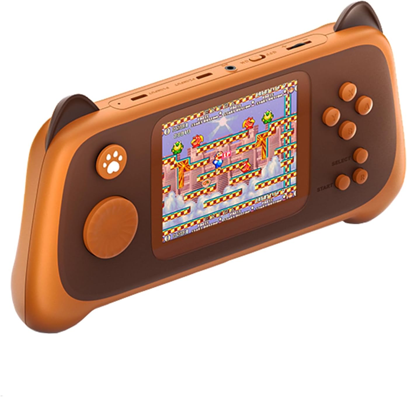 CONSOLA PORTÁTIL RFETOMAX CON 666 JUEGOS CLÁSICOS PANTALLA COLOR 3 PULGADAS SALIDA TV NARANJA - 1