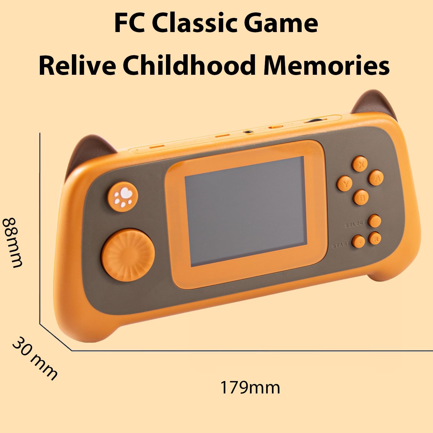 CONSOLA PORTÁTIL RFETOMAX CON 666 JUEGOS CLÁSICOS PANTALLA COLOR 3 PULGADAS SALIDA TV NARANJA - 3