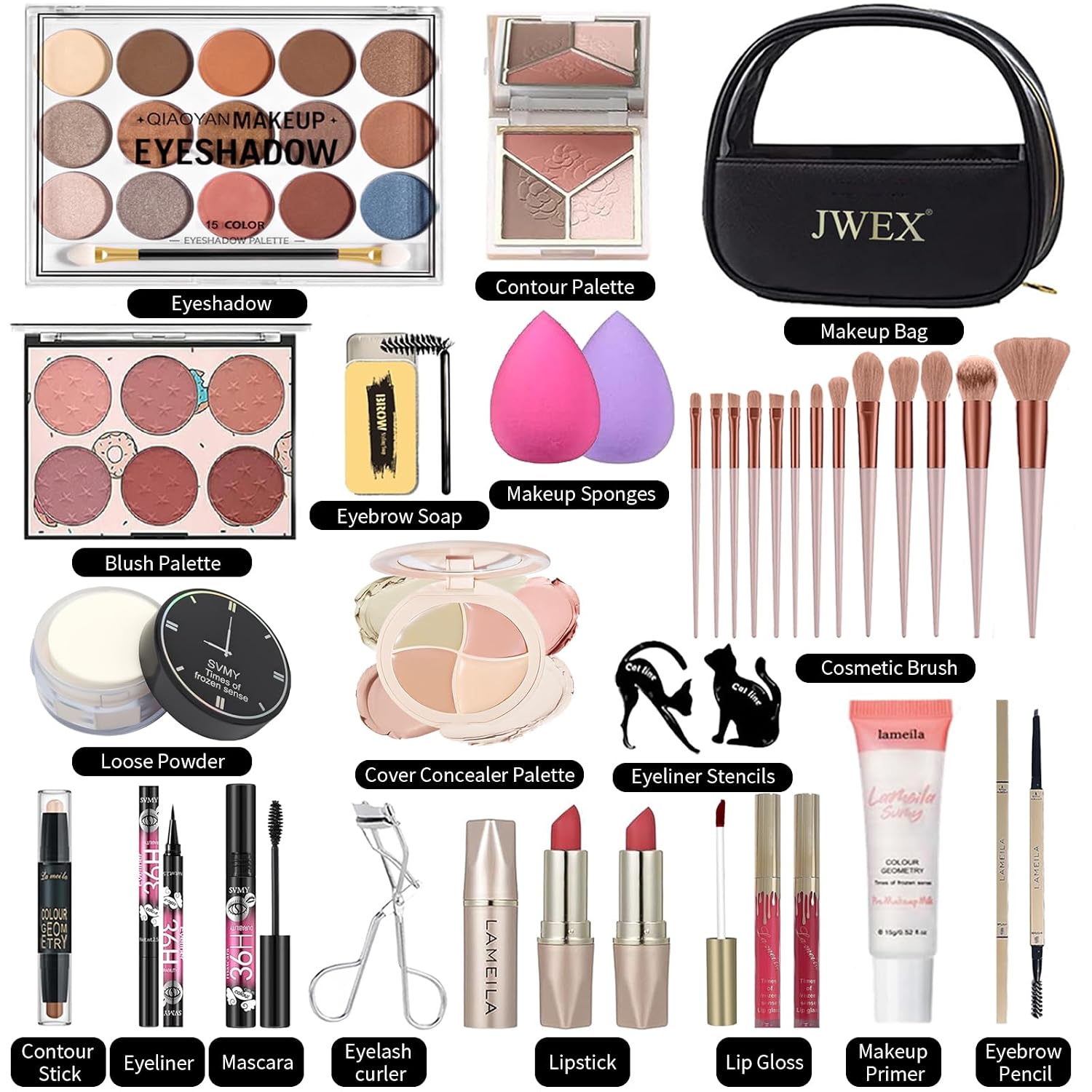 SET DE MAQUILLAJE JWEX A203 34 PIEZAS PARA MUJER - 2