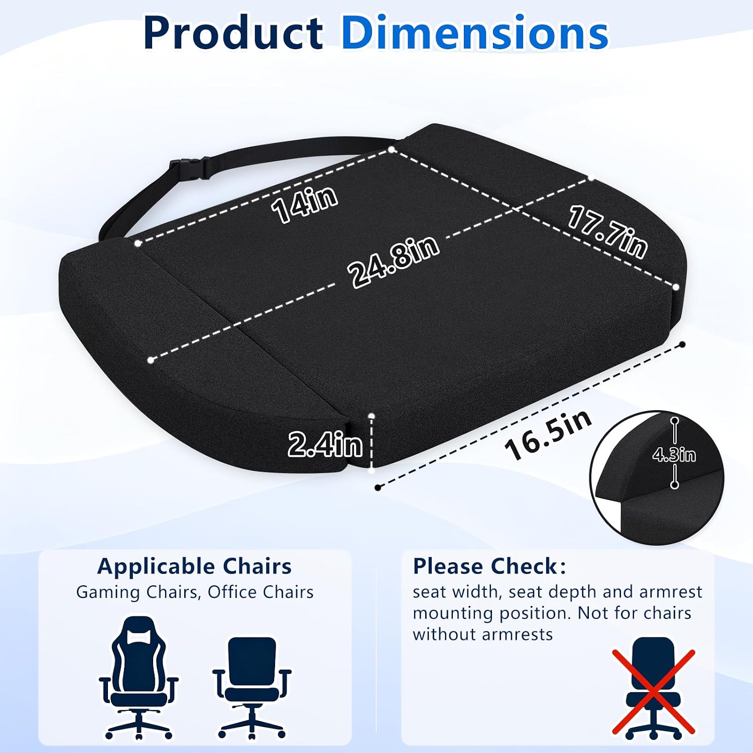 ALMOHADILLA PARA SILLA GOFORIT GAMING CHAIR CUSHION ESPUMA DOBLE CAPA - 3